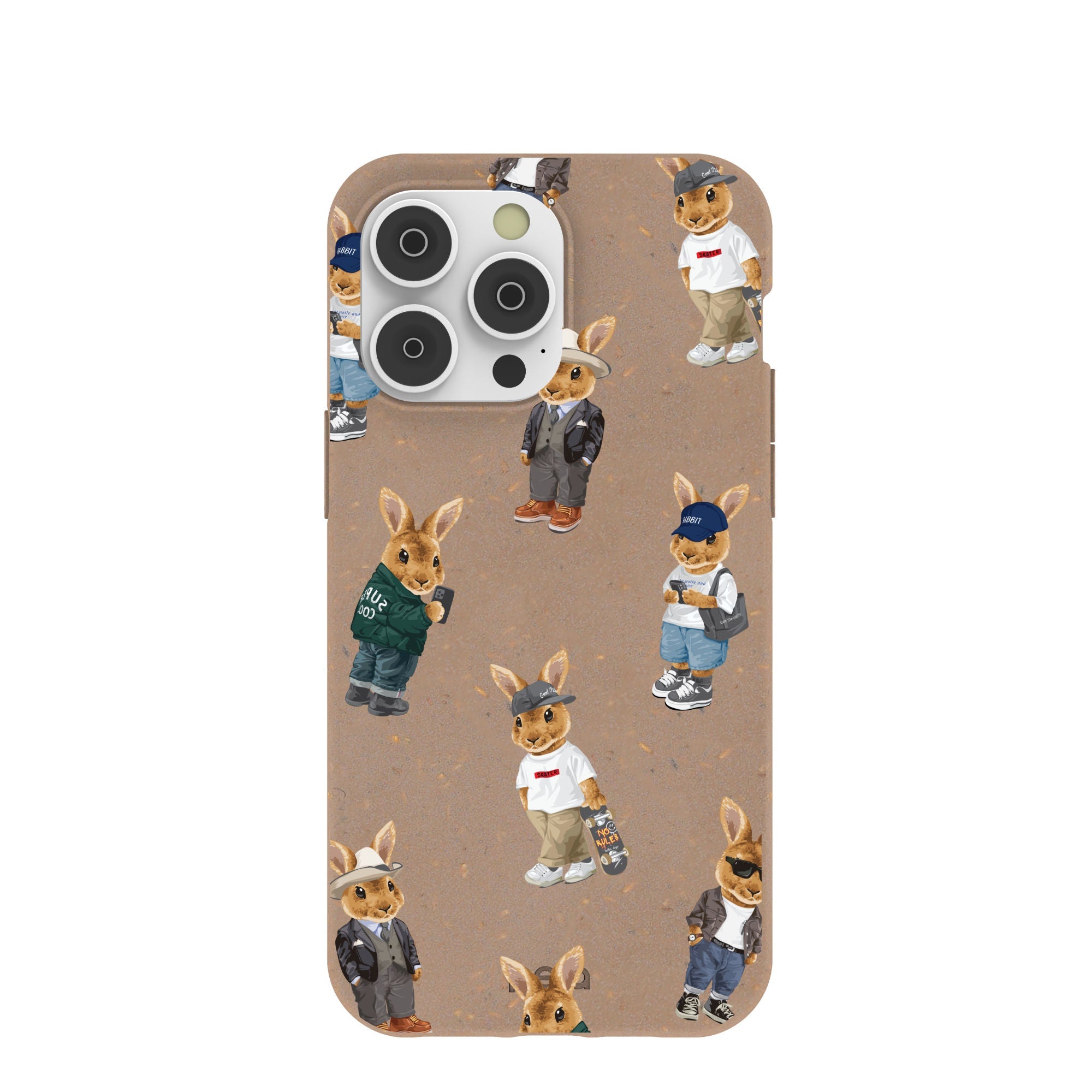 Chocolate Brown Rabbit Friends iPhone 14 Pro Max Case Refurbished - Pela Case refurbished available on Cerqular