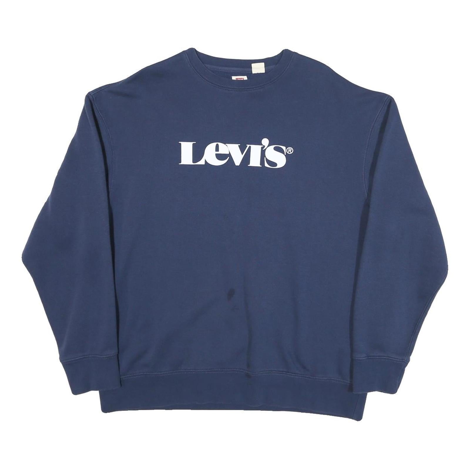 LEVI'S Mens Blue Cotton Blend Crew Neck L Sweatshirt Logo Printed Casual Wear Refurbished - N/A refurbished available on Cerqular