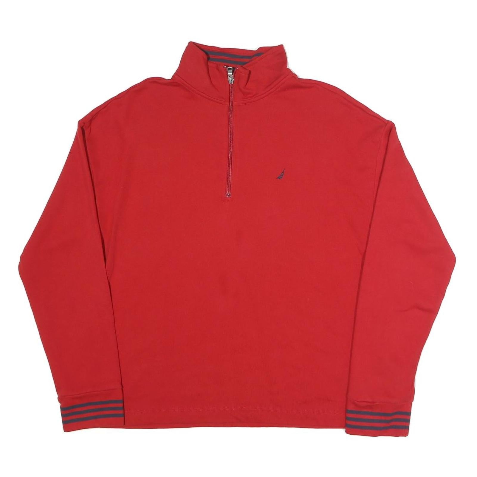 NAUTICA Mens Red 1/4 Zip Sweatshirt L Cotton Blend Pullover Casual Top Refurbished - N/A refurbished available on Cerqular