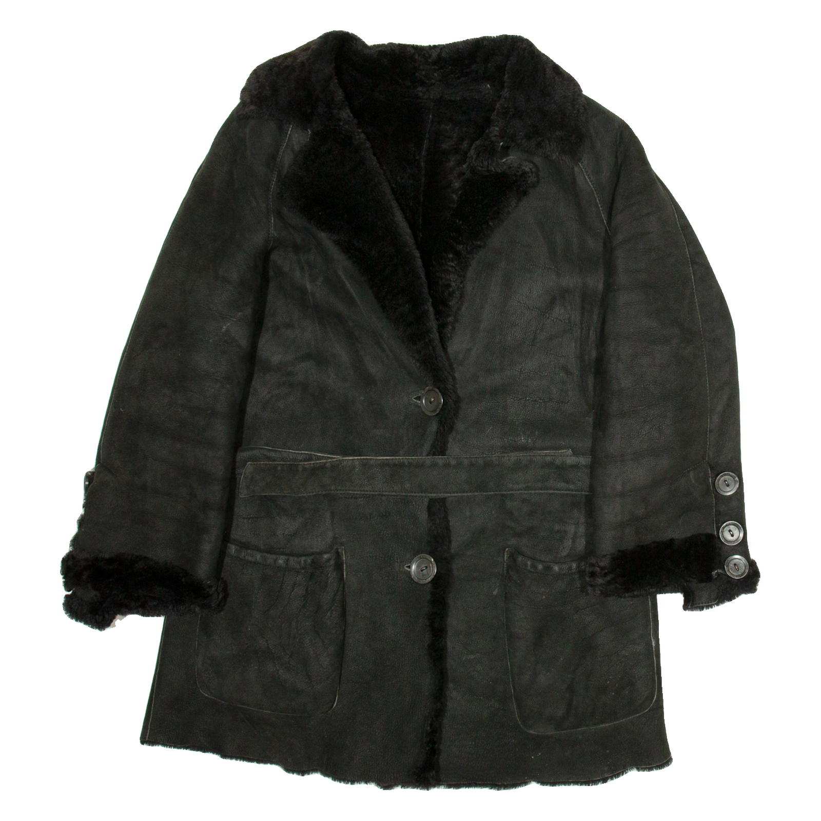 Womens Overcoat Jacket Black Leather M Refurbished - N/A refurbished available on Cerqular