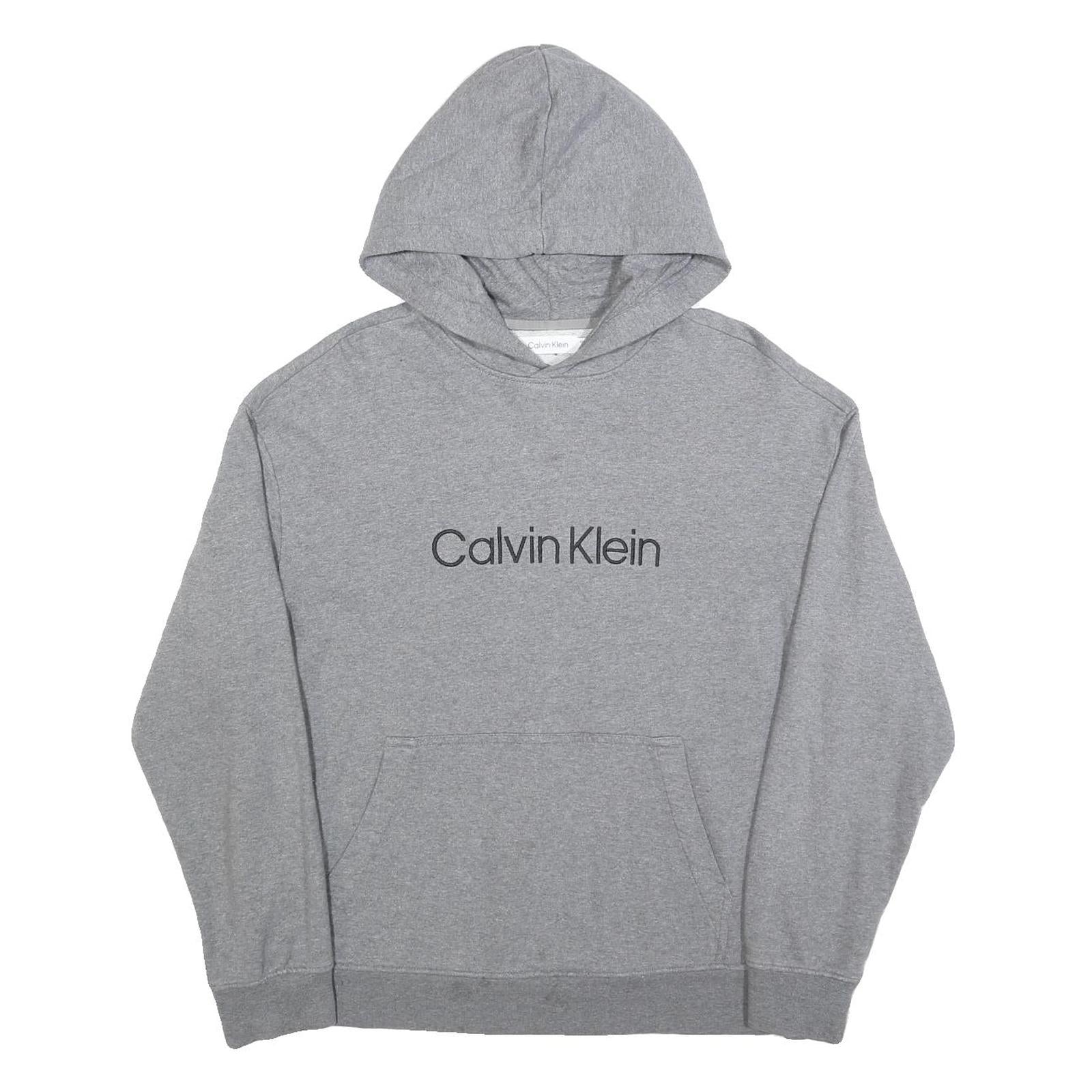 CALVIN KLEIN Womens Grey Hoodie XS Cotton Blend Casual Pullover Sweatshirt Refurbished - N/A refurbished available on Cerqular
