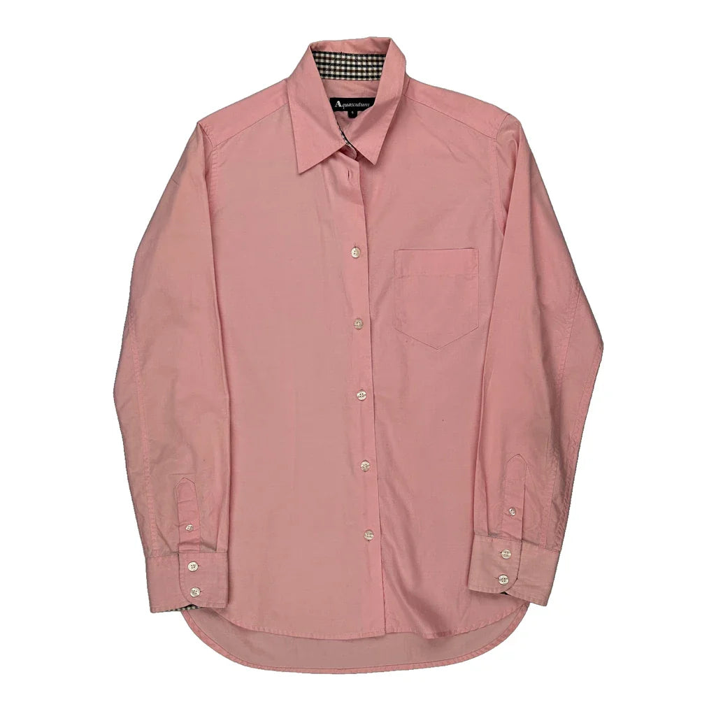 Aquascutum Checked Shirt - Small Pink Cotton Refurbished - Thrifted (note: this is a term often used to describe second- refurbished available on Cerqular