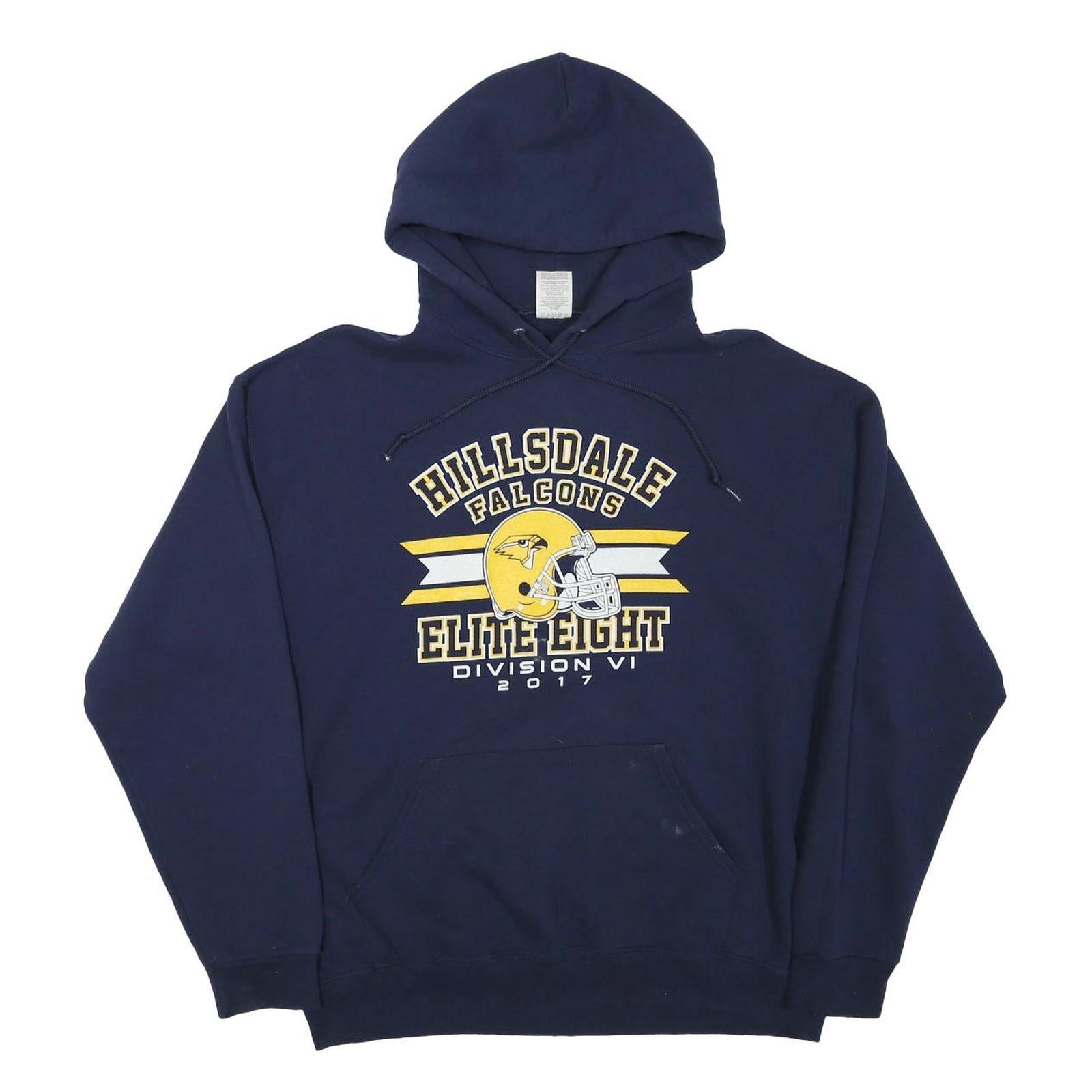 JERZEES Mens Navy Hillsdale Falcons Pullover Hoodie L Elite Eight 2017 Print Refurbished - N/A refurbished available on Cerqular