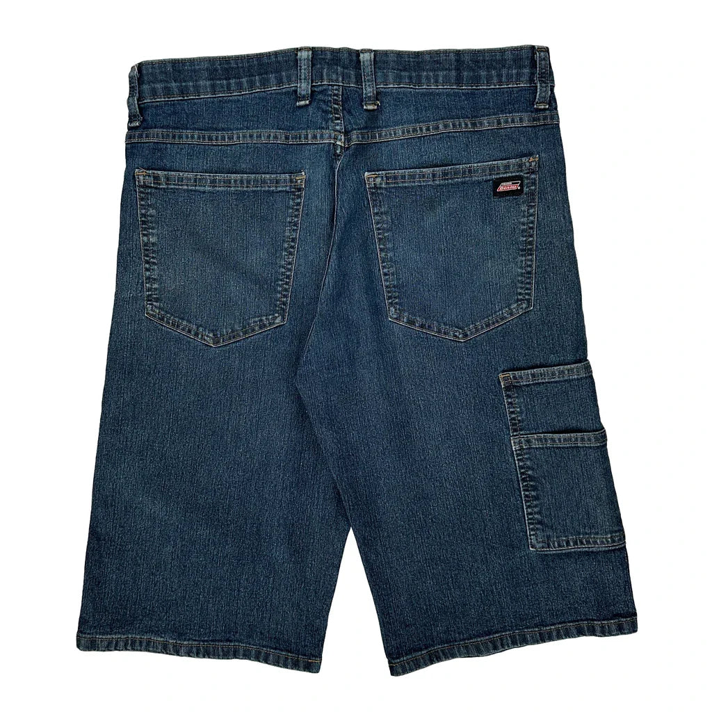 Dickies Denim Shorts - 32W 11L Blue Cotton Blend Refurbished - Thrifted (note: this is a term often used to describe second- refurbished available on Cerqular