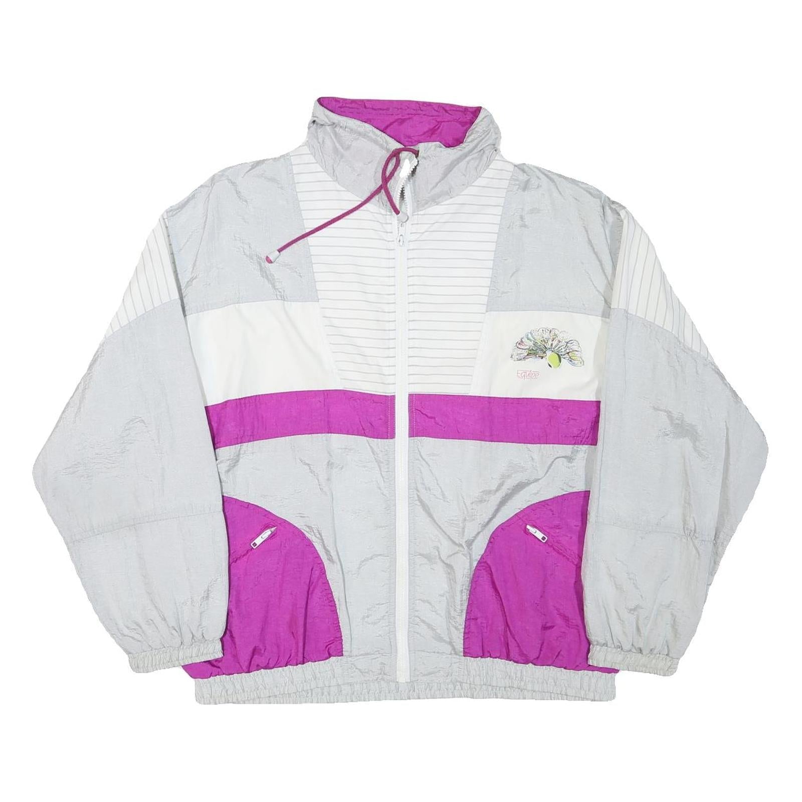 EQUIPE Womens Grey & Purple Zip Jacket L Polyester Blend Lightweight Refurbished - N/A refurbished available on Cerqular