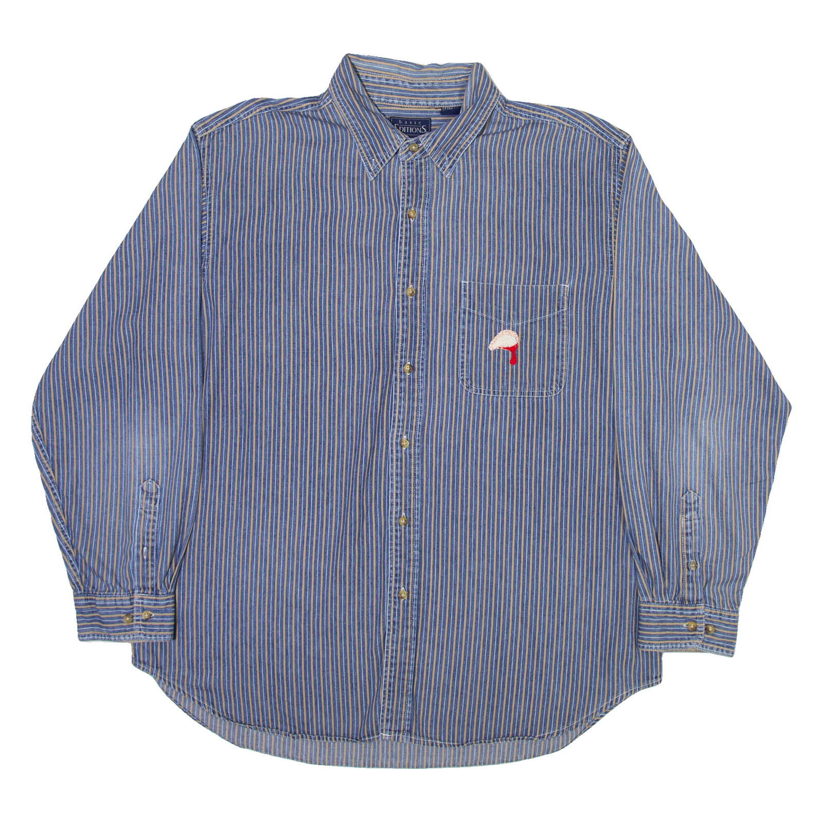 BASIC EDITIONS Mens Shirt Blue Striped Long Sleeve 2XL Refurbished - N/A refurbished available on Cerqular