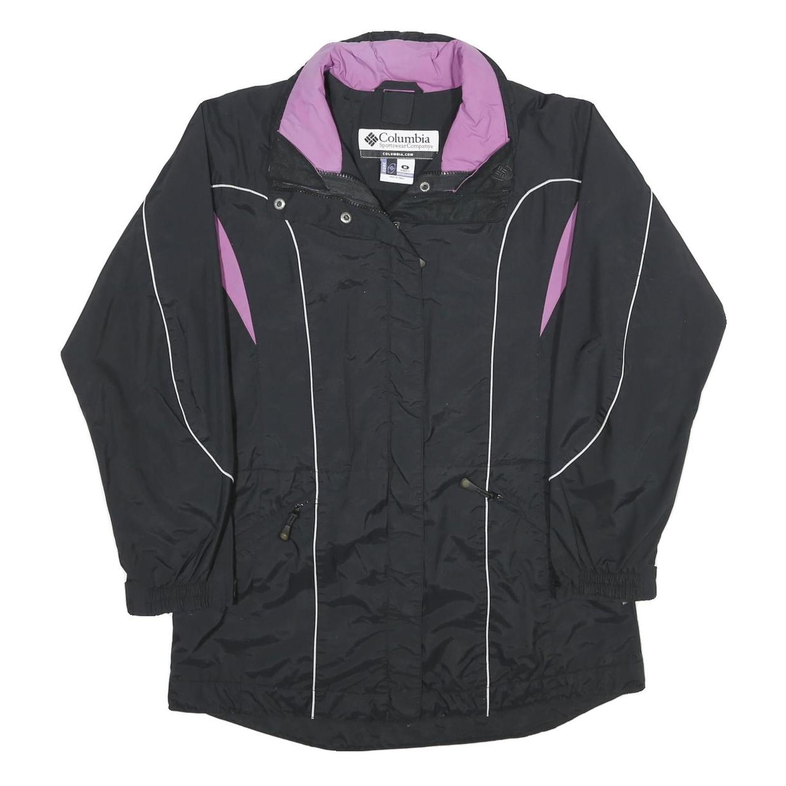 COLUMBIA Womens Black & Purple Outdoor Jacket M Nylon Zip Reflective Sportswear Refurbished - N/A refurbished available on Cerqular