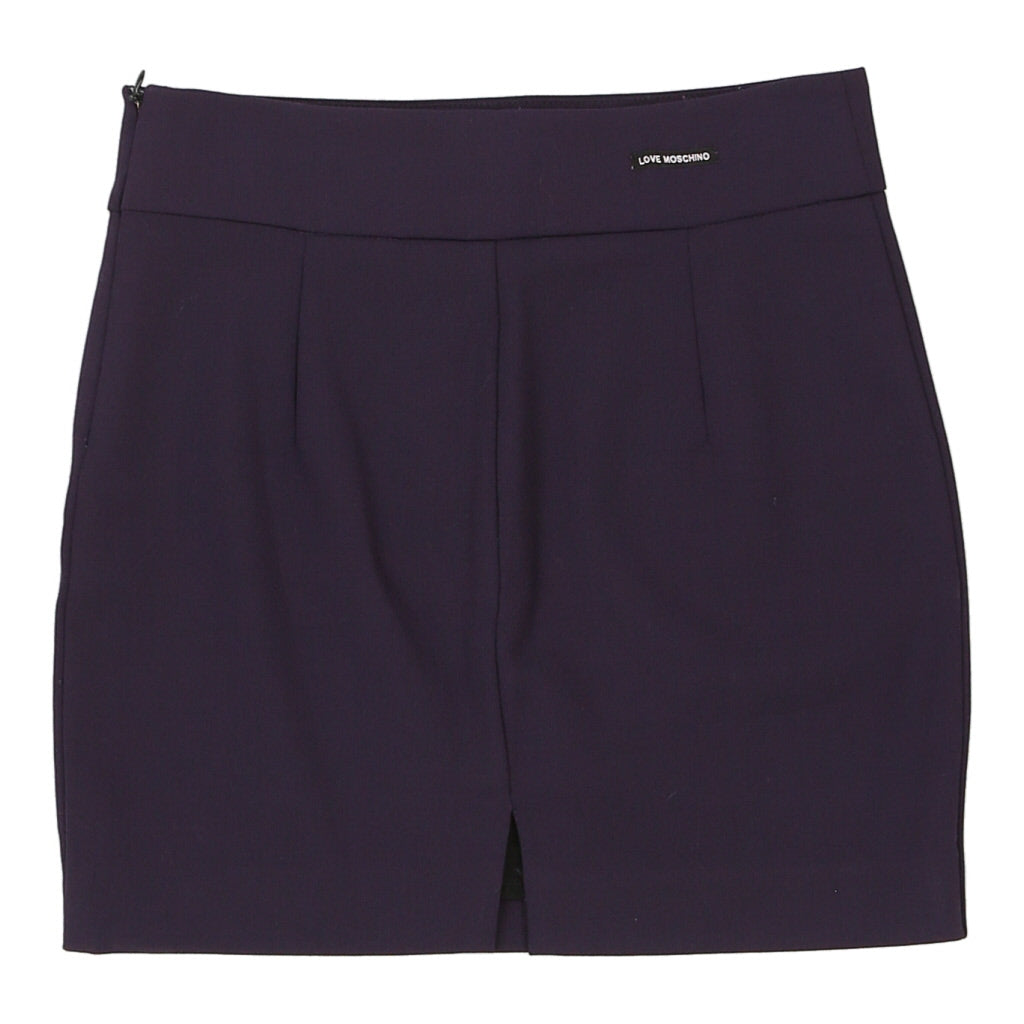 Love Moschino Mini Skirt - 27W UK 8 Purple Polyester Blend | Size: UK 8 Refurbished - N/A (Preloved Designer is not a specific brand, it refurbished available on Cerqular
