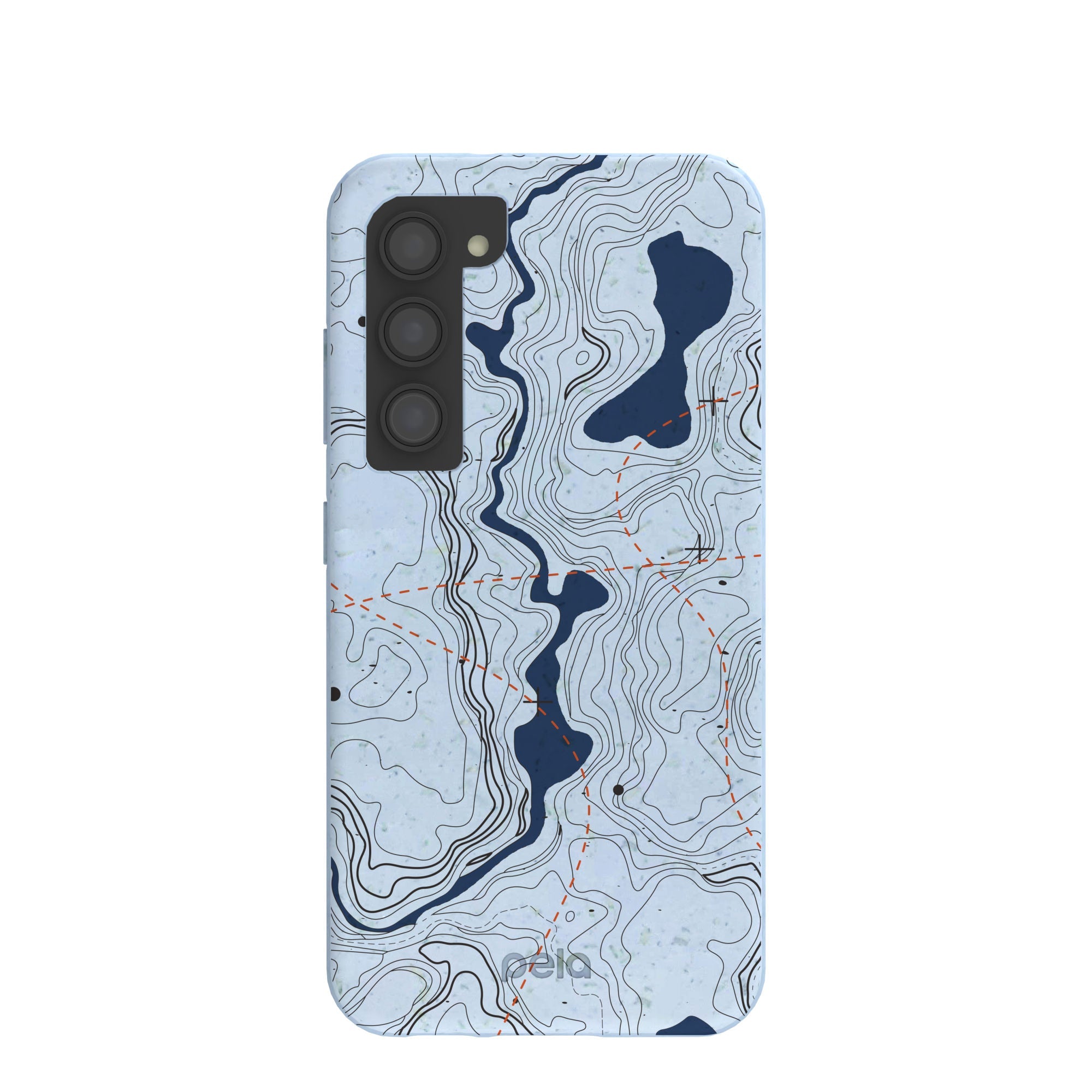 Powder Blue Contour Lines Samsung Galaxy S23 Case Refurbished - Pela Case refurbished available on Cerqular