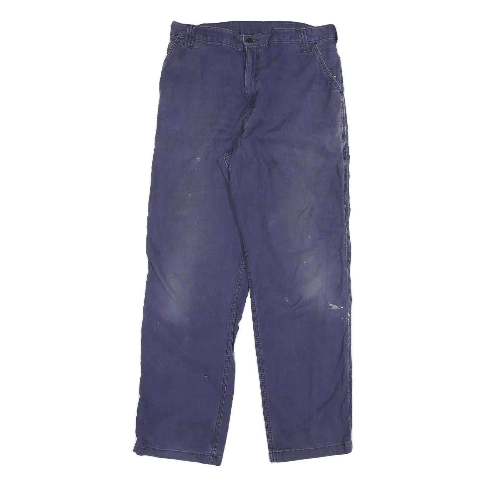 CARHARTT Mens Cotton Blend Blue Workwear Regular Fit Straight Trousers W36 L34 Refurbished - N/A refurbished available on Cerqular