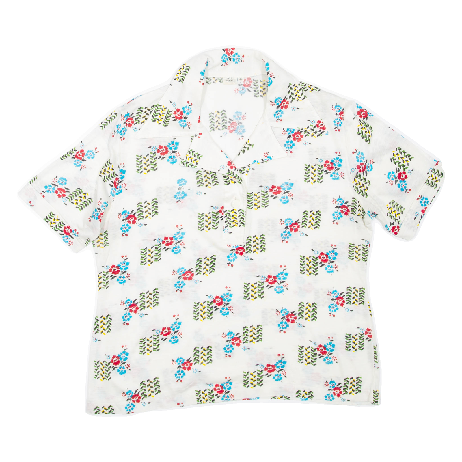 Womens Printed Shirt White Collared Floral L Refurbished - N/A refurbished available on Cerqular