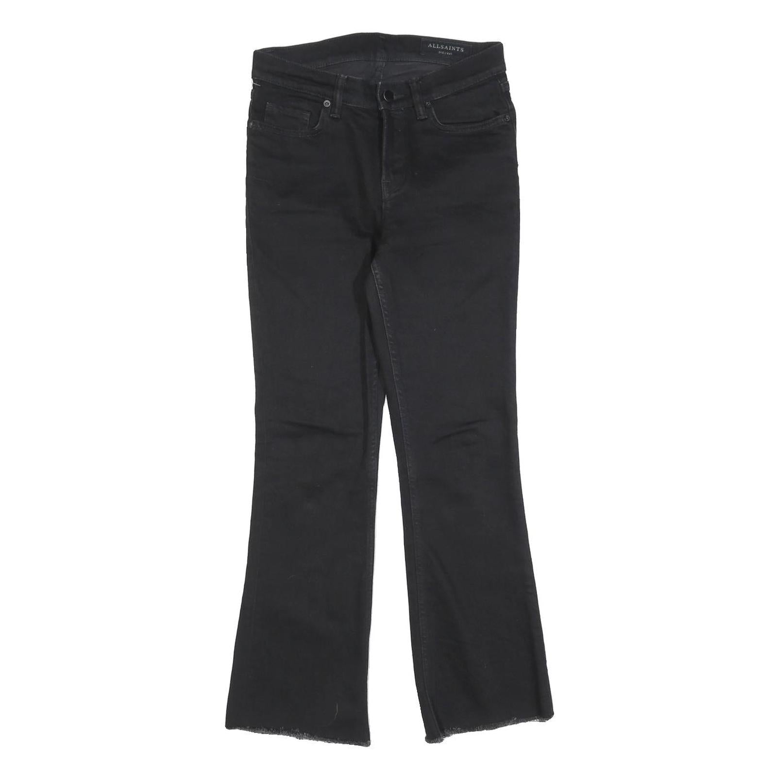 ALL SAINTS Womens Slim Black Jeans Denim Bootcut W27 L27 Raw Hem Zip Refurbished - N/A refurbished available on Cerqular