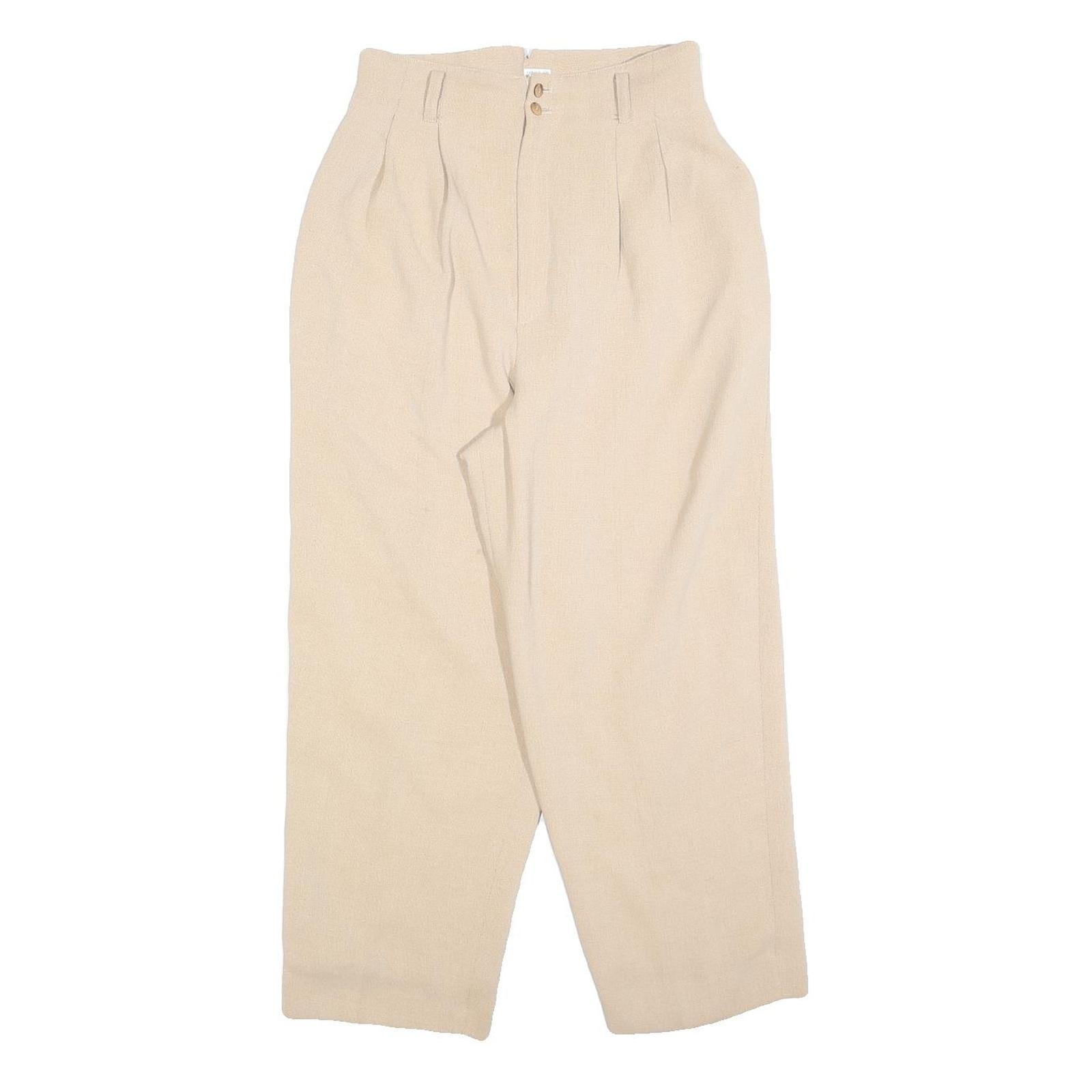 Women Beige Relaxed Fit Straight Leg Trousers W26 L24 Zip Closure Casual Refurbished - N/A refurbished available on Cerqular