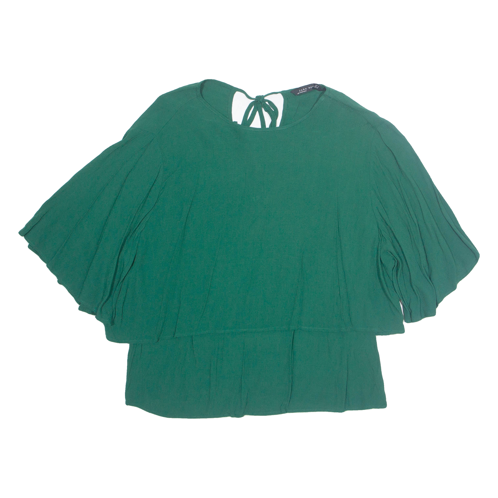 ZARA Womens Blouse Green 3/4 Sleeve Viscose M Refurbished - N/A refurbished available on Cerqular