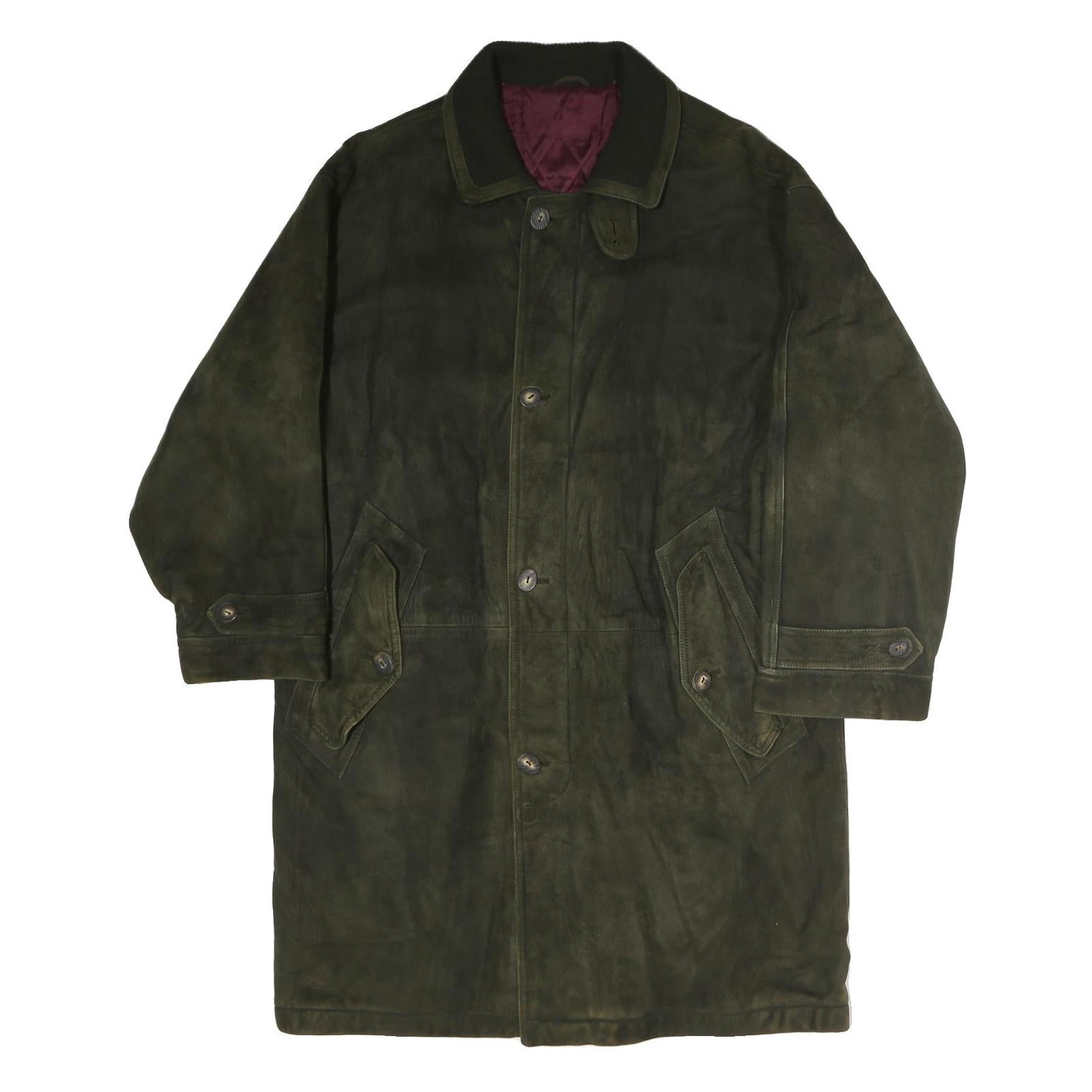 Mens Green Cotton Blend Button Jacket XL Plain Classic Style Long Sleeve Refurbished - N/A refurbished available on Cerqular
