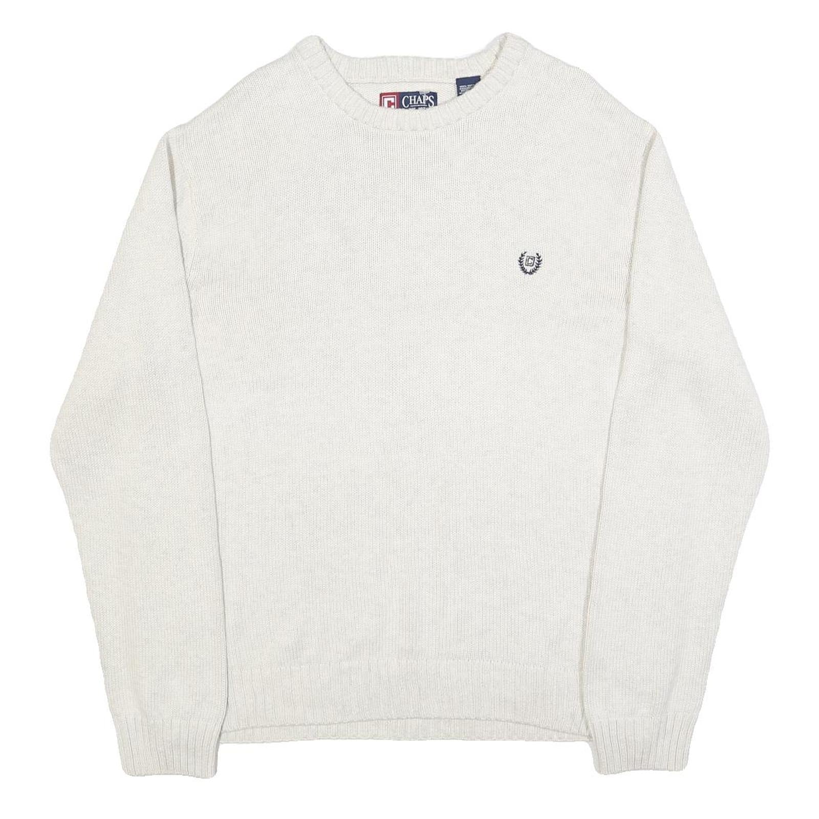 CHAPS Mens White Plain Cotton Blend Jumper Crew Neck Basic Knit XL Casual Layer Refurbished - N/A refurbished available on Cerqular