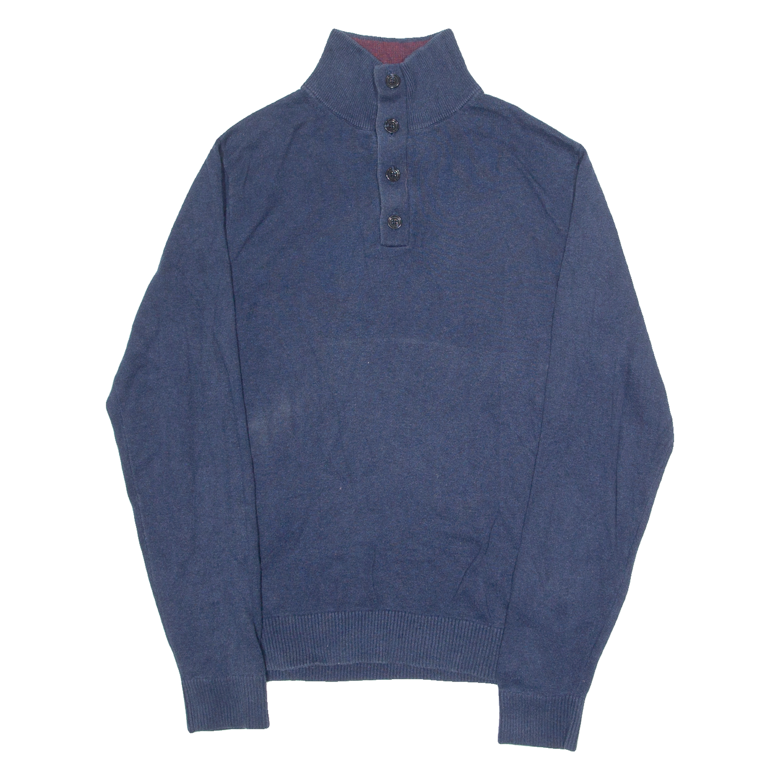 TOMMY HILFIGER Mens Jumper Blue Button Neck Tight Knit S Refurbished - N/A refurbished available on Cerqular