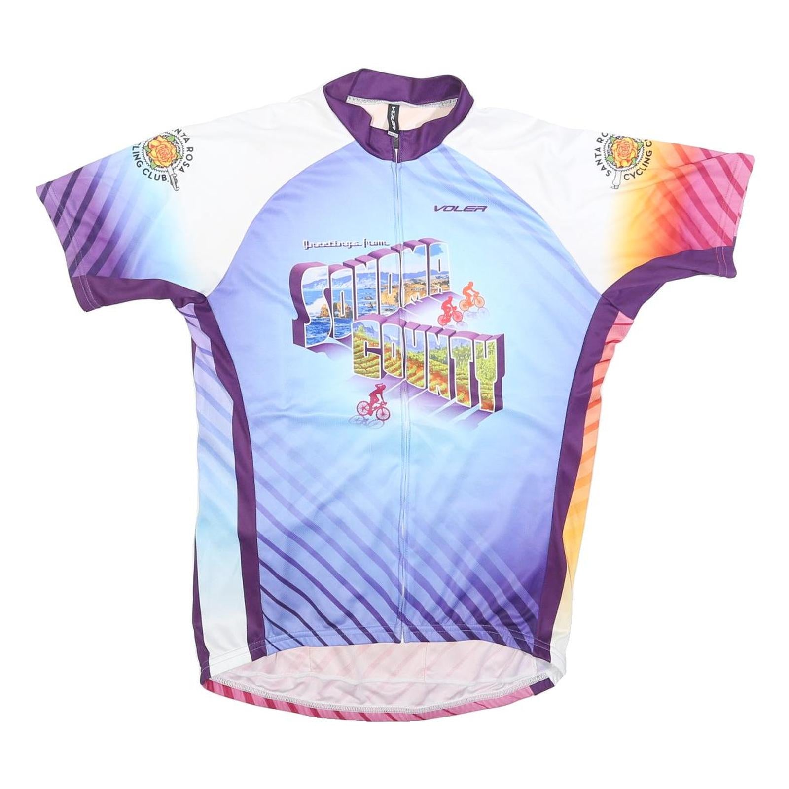 VOLER Mens Purple & Orange Graphic Cycling Jersey L Short Sleeve Zip Neck Refurbished - N/A refurbished available on Cerqular