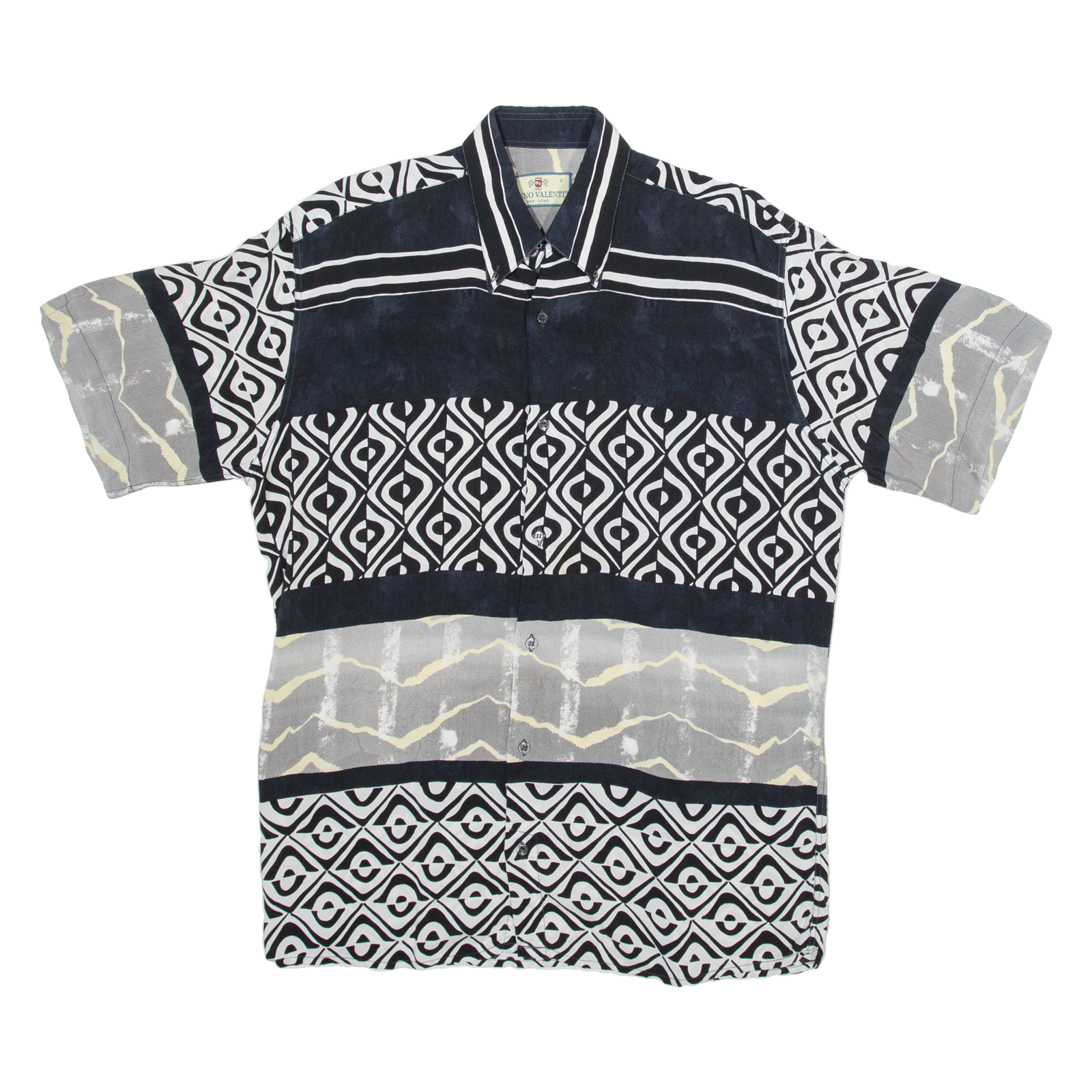 BRUNO VALENTI Mens Shirt Black Crazy Pattern L Refurbished - N/A refurbished available on Cerqular