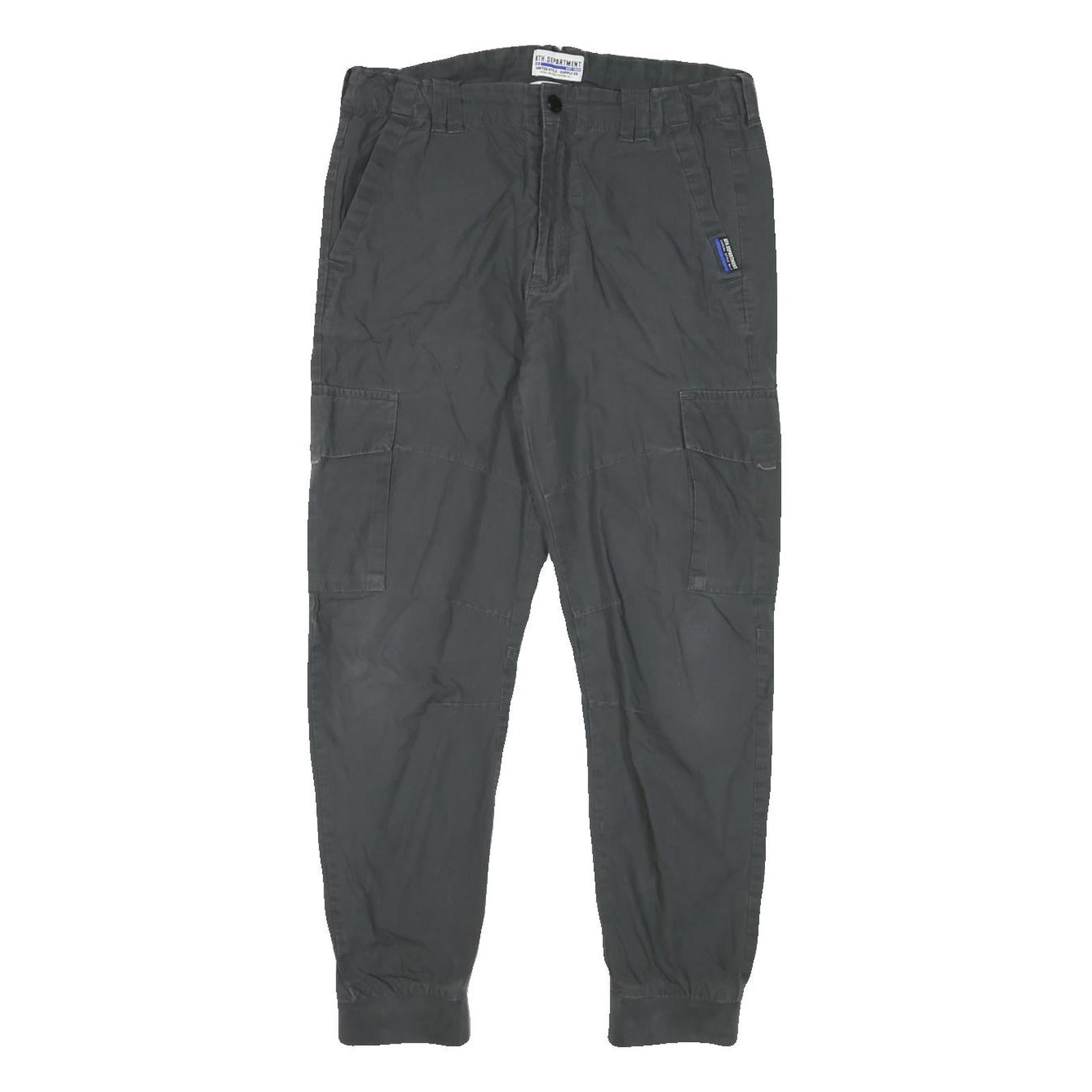 H&M Mens Cotton Blend Black Relaxed Cargo Trousers W30 L25 Casual Zip Pockets Refurbished - N/A refurbished available on Cerqular
