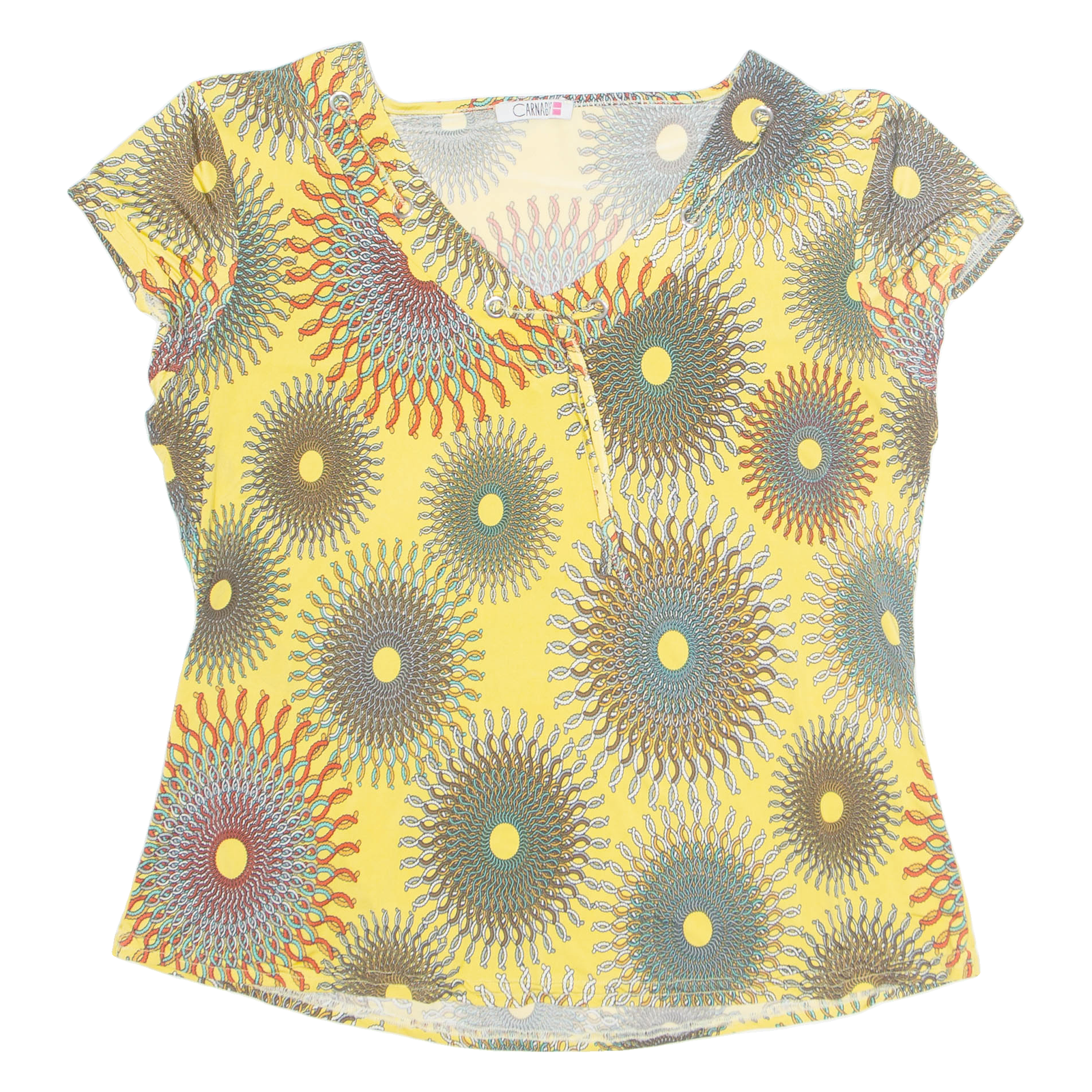CARNABY Womens Printed Blouse Yellow Crazy Pattern M Refurbished - N/A refurbished available on Cerqular
