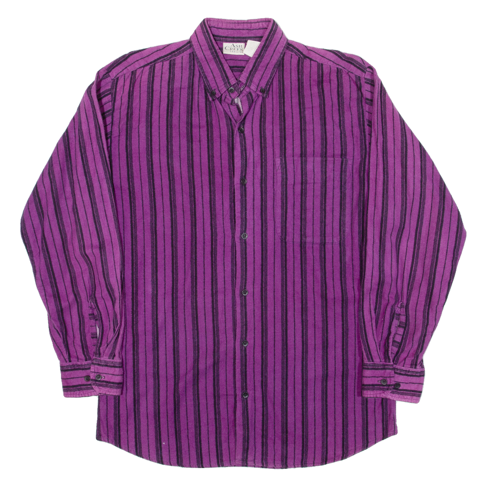 ASH CREEK TRADING Mens Flannel Shirt Purple Striped Long Sleeve M Refurbished - N/A refurbished available on Cerqular