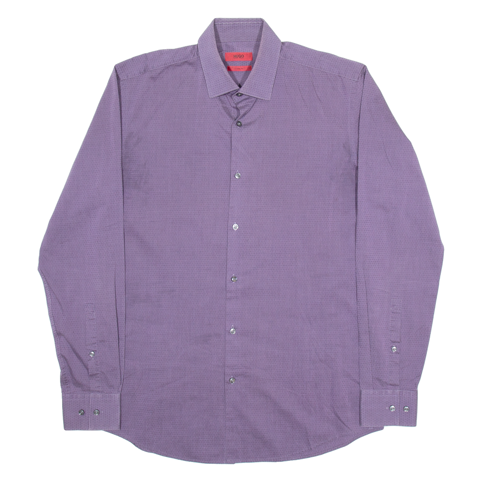 HUGO Slim Fit Mens Shirt Purple Spotted Long Sleeve M Refurbished - N/A refurbished available on Cerqular