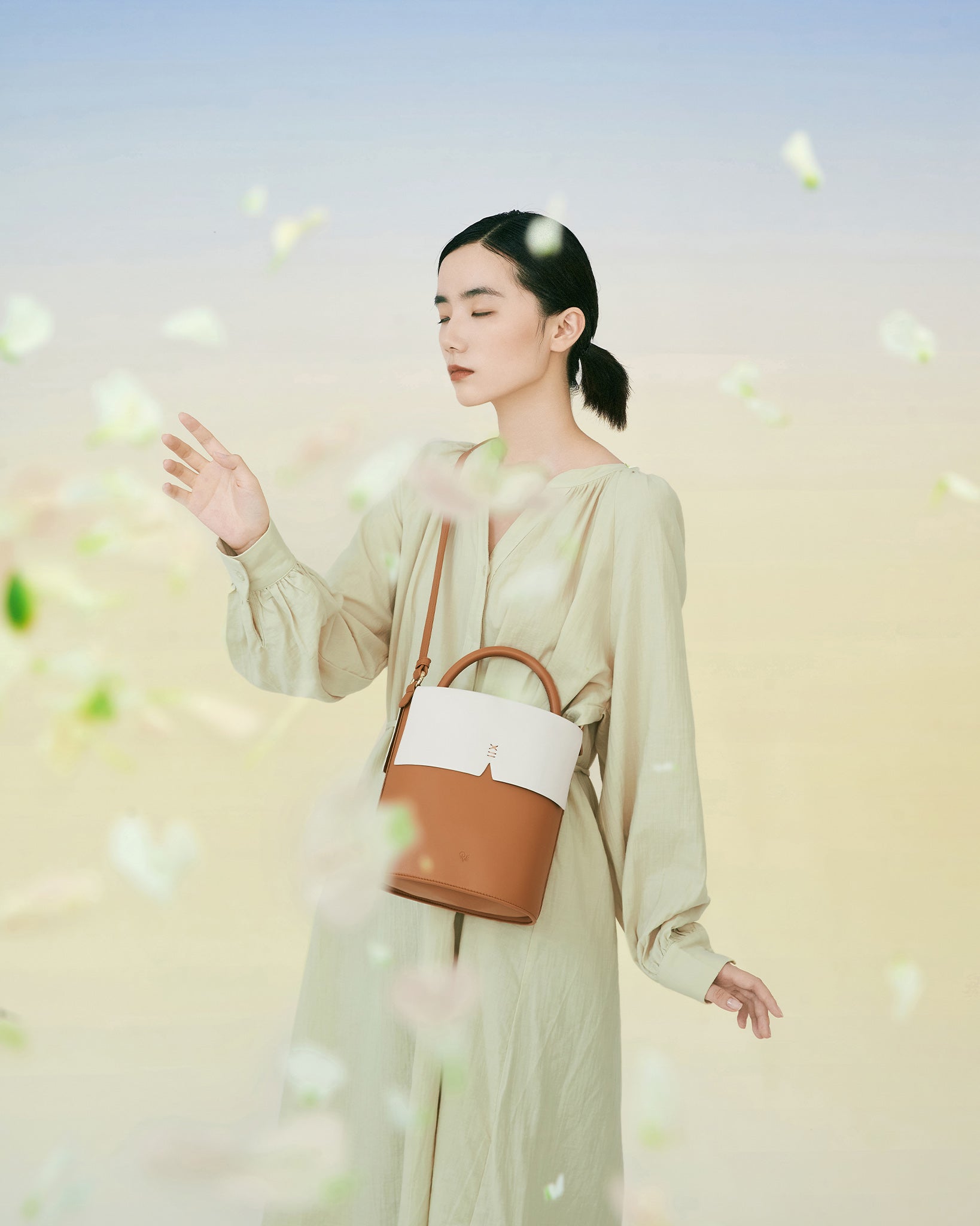Gaia Bucket Bag | Color: Caramel x Oat Refurbished - ONE (assuming it refers to the brand "ONE") refurbished available on Cerqular