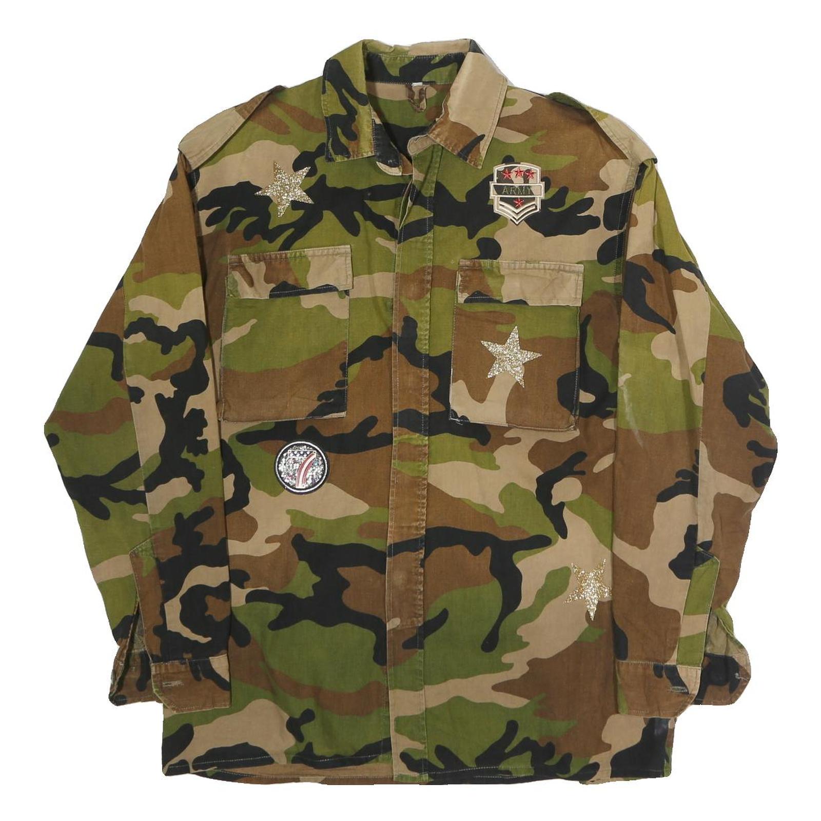 Mens Green Brown Camouflage Cotton Military Style Jacket M Refurbished - N/A refurbished available on Cerqular