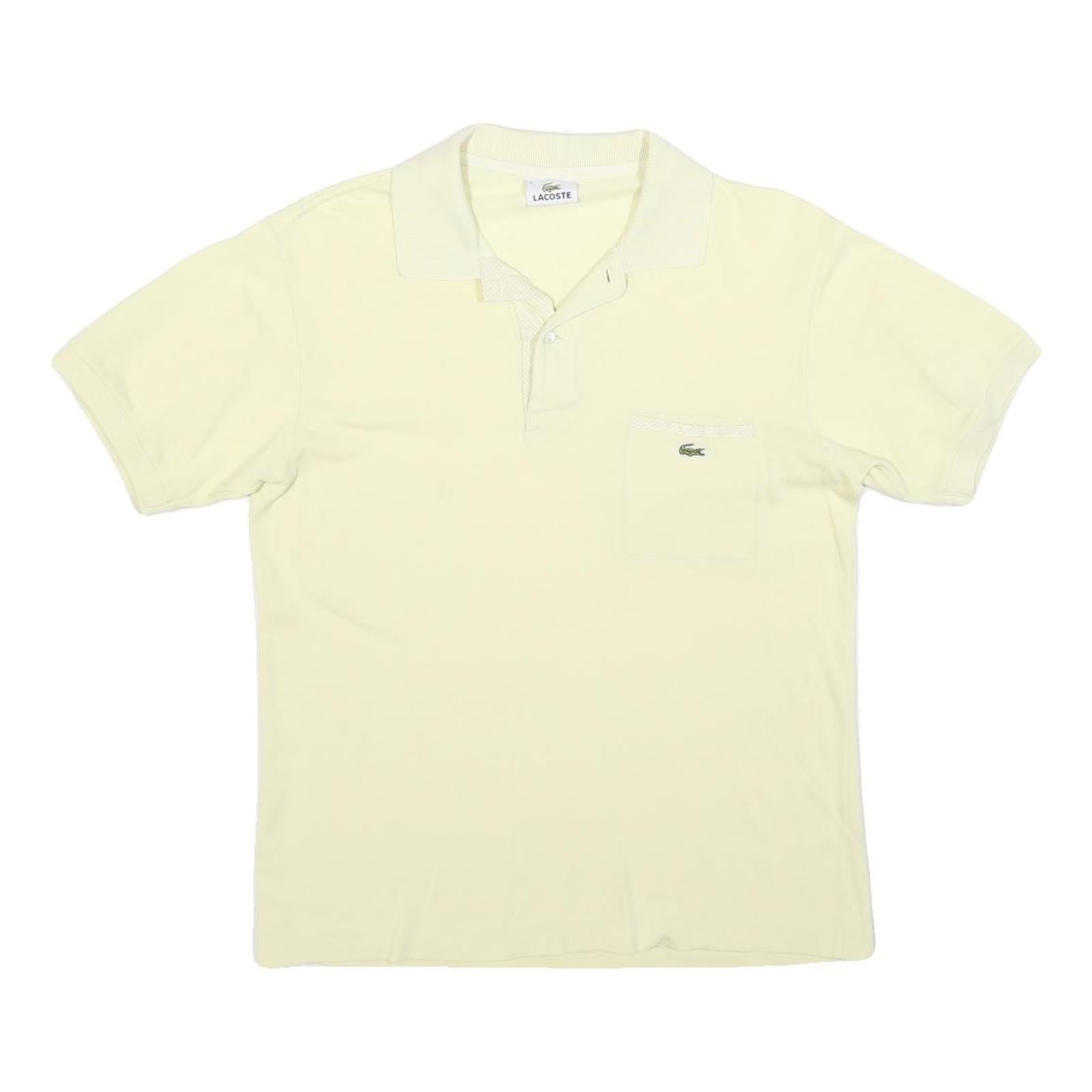 LACOSTE Mens Cream Short Sleeve Plain Polo Shirt S Cotton Blend Casual Refurbished - N/A refurbished available on Cerqular