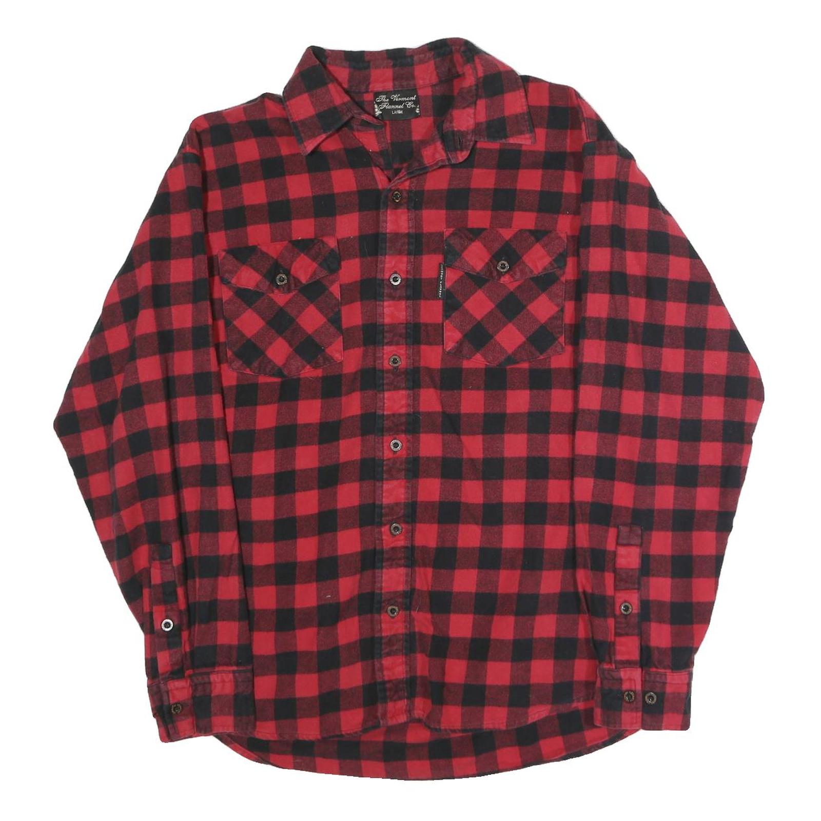 THYE VERMOUNT Mens Red & Black Check Flannel Shirt L Checked Cotton Blend Casual Refurbished - N/A refurbished available on Cerqular