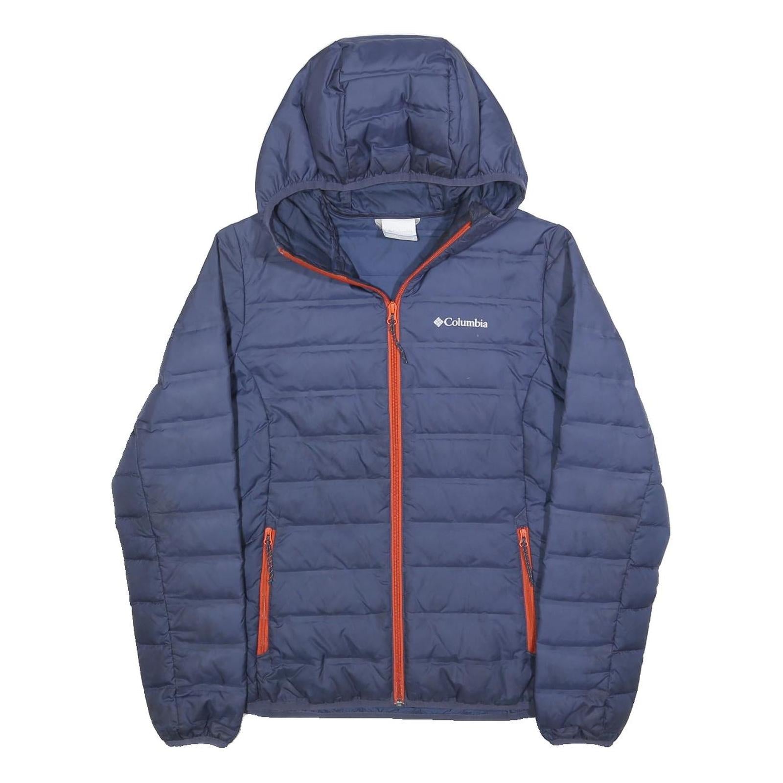 COLUMBIA Mens Blue Jacket S Polyester Lightweight Puffer Hooded Zip Outdoor Refurbished - N/A refurbished available on Cerqular