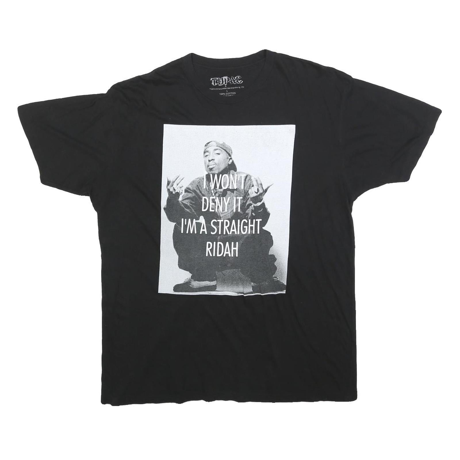 TUPAC Mens Black Graphic T-Shirt L Short Sleeve Crew Neck Cotton Blend Refurbished - N/A refurbished available on Cerqular