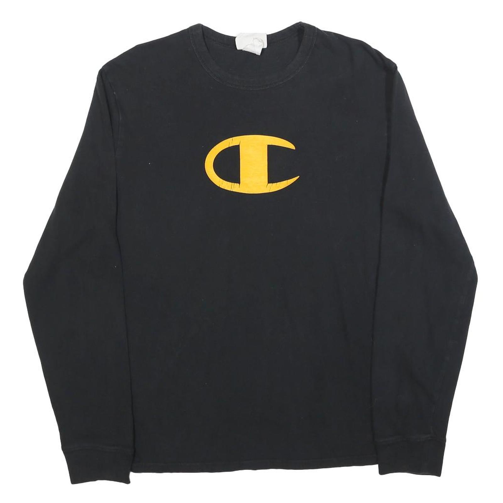 Buy CHAMPION Mens Black Graphic T-Shirt M Long Sleeve Crew Neck Cotton Blend Logo Refurbished - $24.69 CHAMPION Mens Black Graphic T-Shirt M Long Sleeve Crew Neck Cotton Blend Logo Refurbished - N/A refurbished available on Cerqular