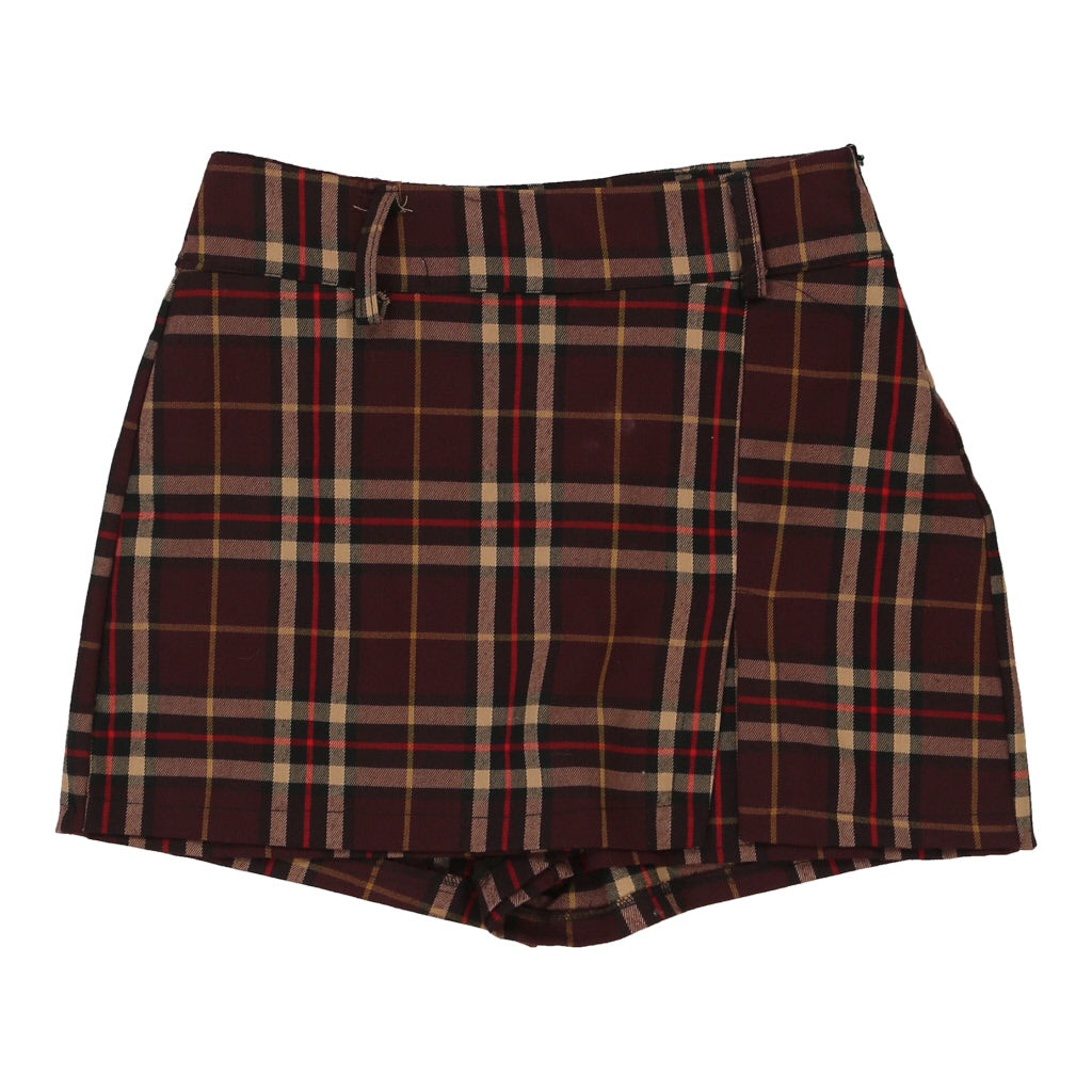 Unbranded Checked Skort - 30W UK 10 Brown Cotton Refurbished - Thrifted (note: this is a term often used to describe second- refurbished available on Cerqular
