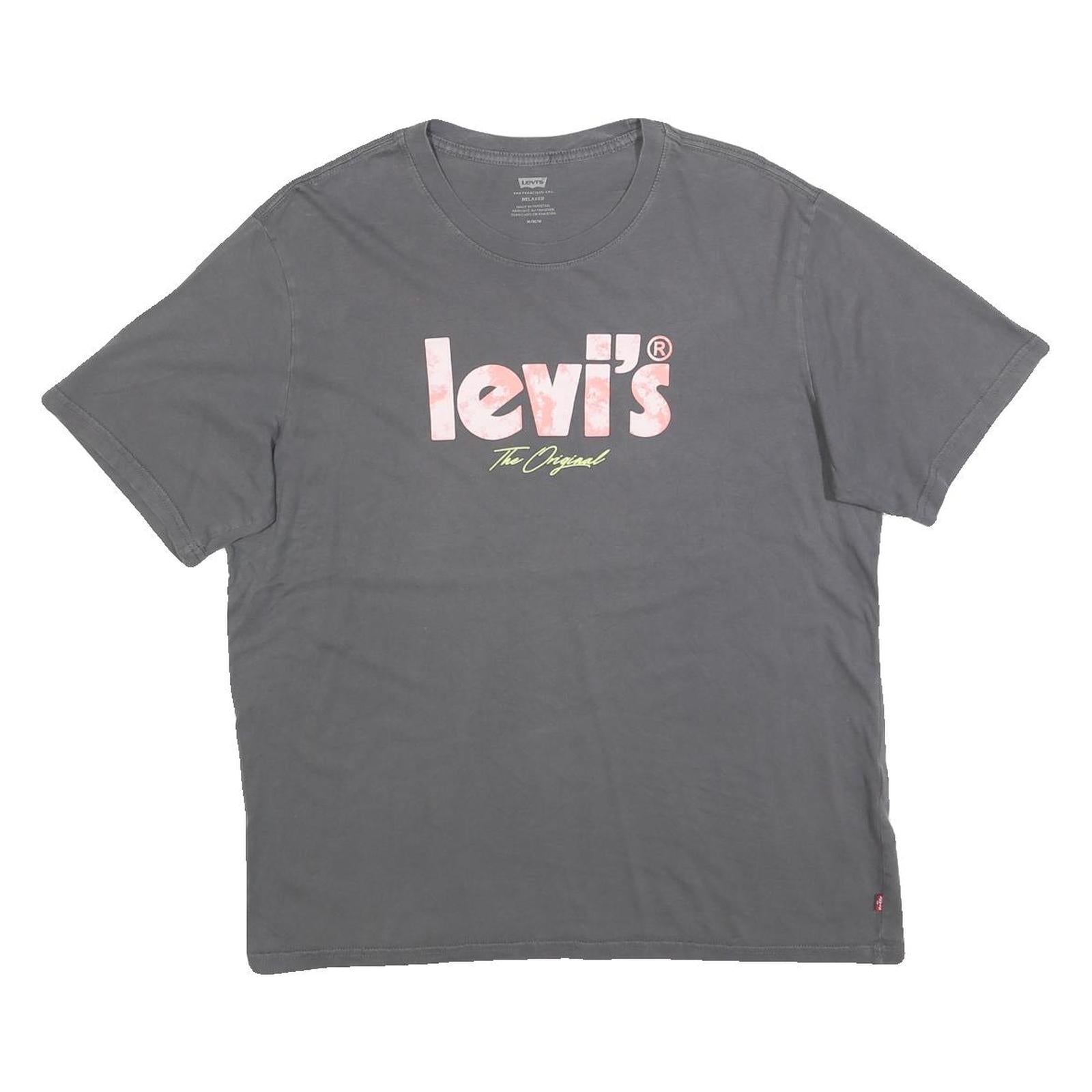 LEVI'S Womens Grey Cotton Blend T-Shirt M Short Sleeve Crew Neck Logo Print Refurbished - N/A refurbished available on Cerqular