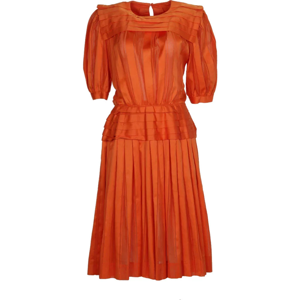 Unbranded Midi Dress - Medium Orange Cotton Blend Refurbished - Thrifted (note: this is a term often used to describe second- refurbished available on Cerqular
