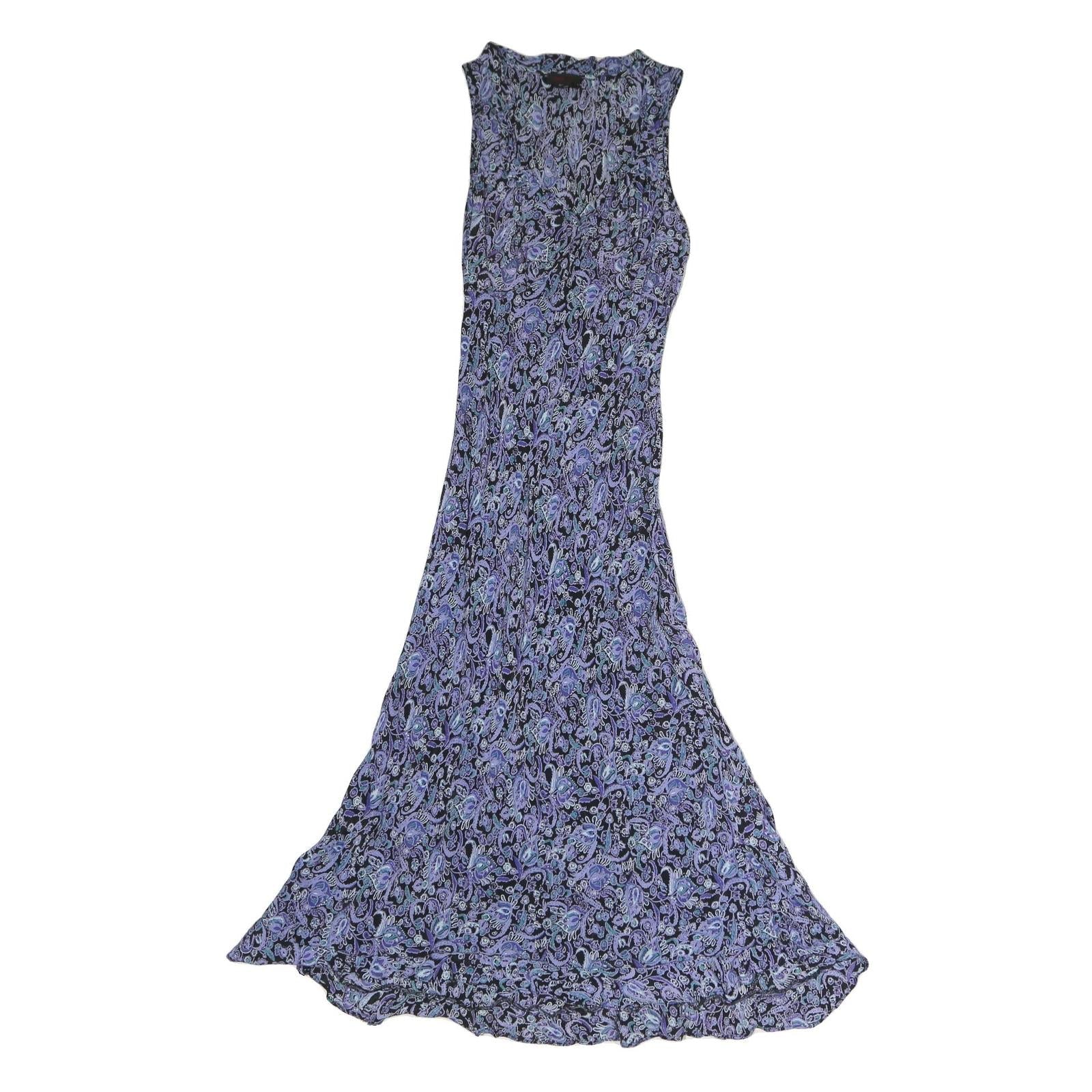 ROUGE Womens Black & Purple Floral Maxi Dress Polyester Sleeveless M Elegant Refurbished - N/A refurbished available on Cerqular