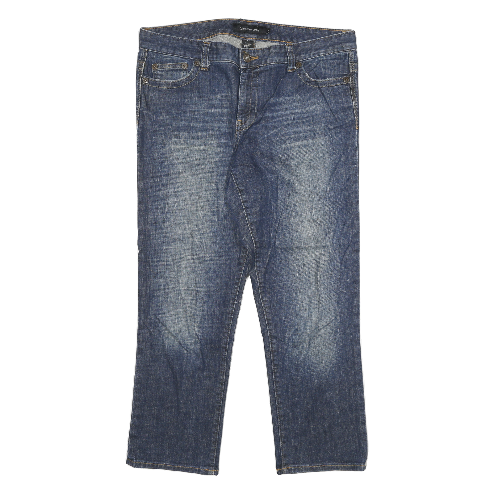 CALVIN KLEIN Womens Jeans Blue Regular Straight Denim Light W34 L27 Stylish Refurbished - N/A refurbished available on Cerqular