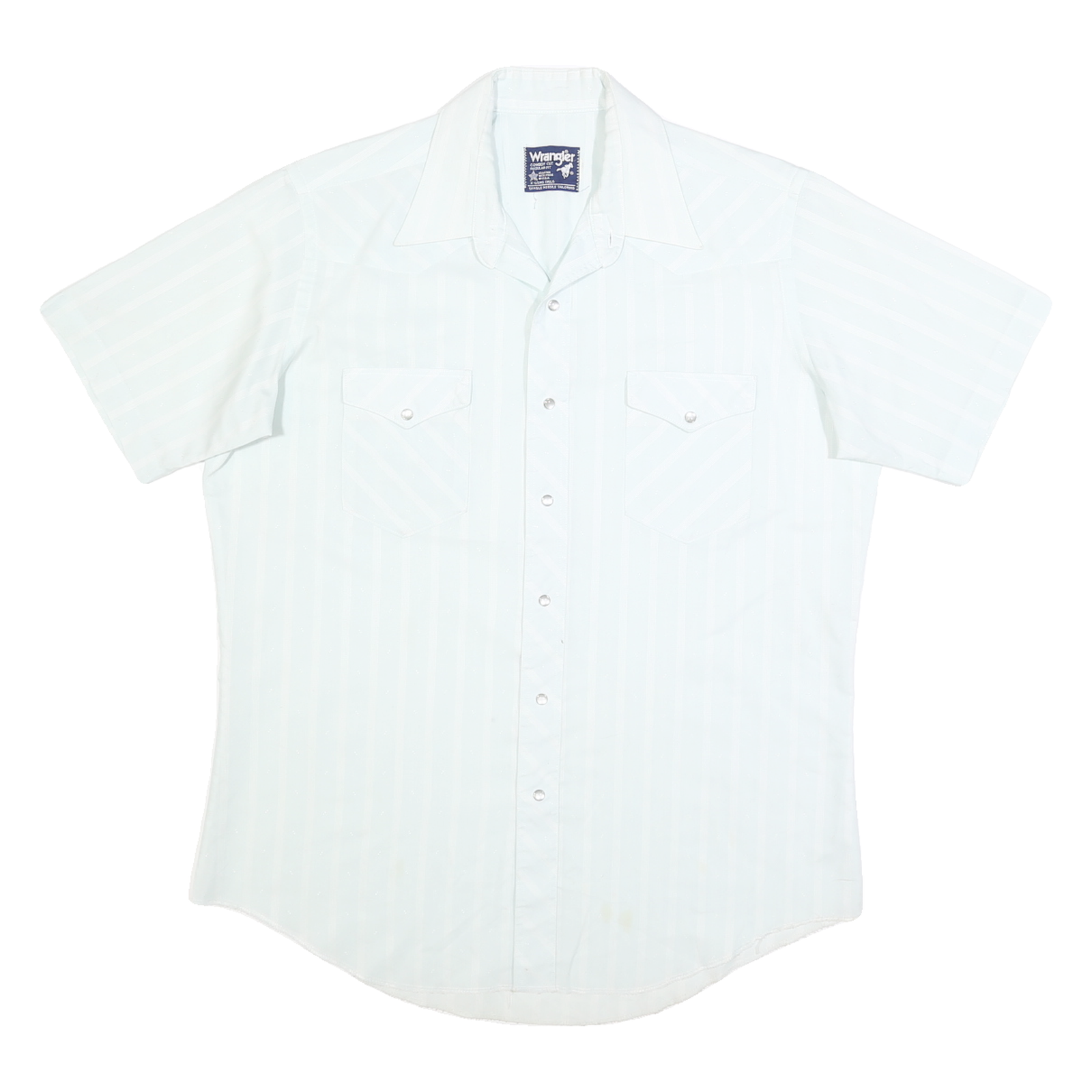 WRANGLER Mens White Striped Classic Western Shirt XL Short Sleeve Cotton Blend Refurbished - N/A refurbished available on Cerqular