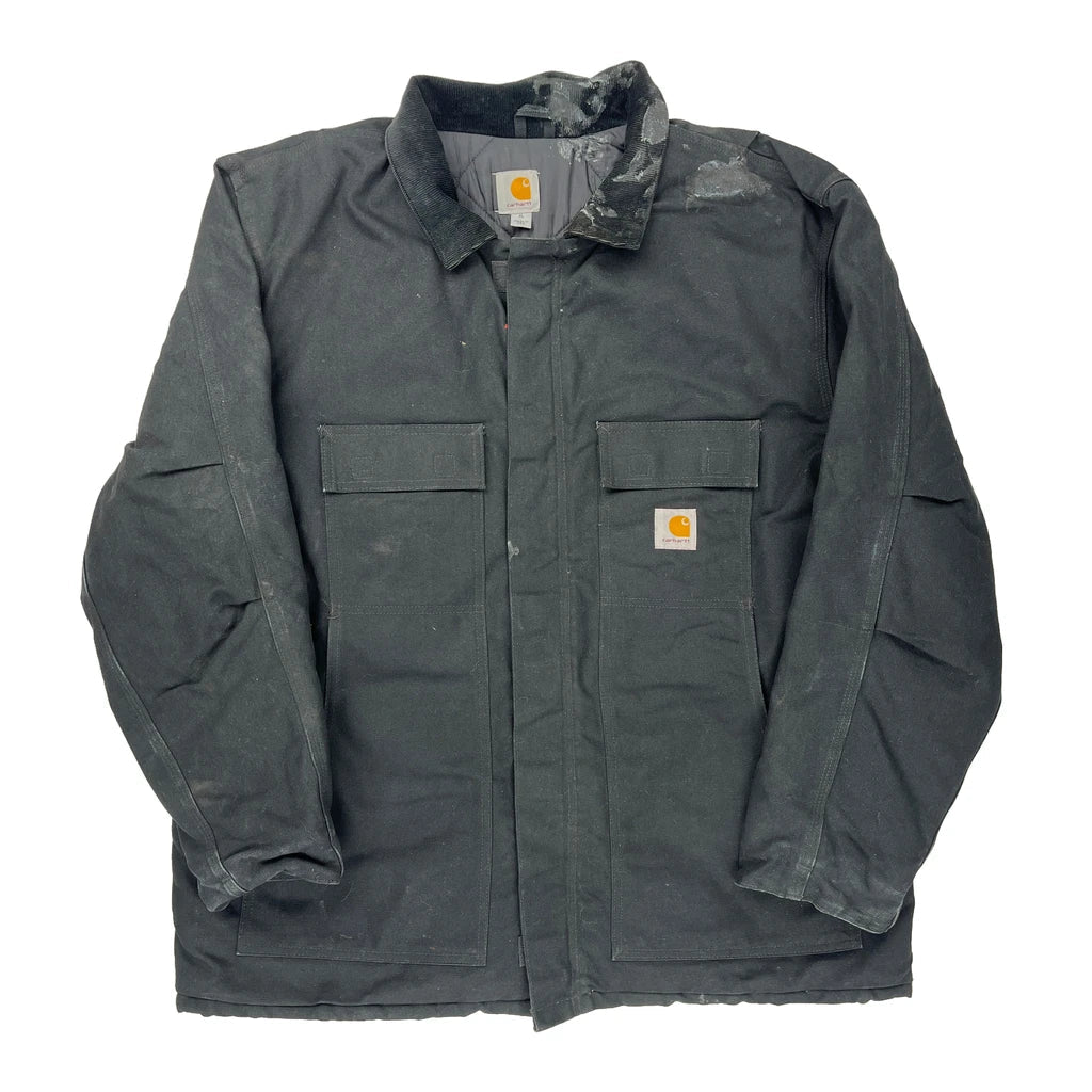 Carhartt Jacket - XL Black Cotton Refurbished - Thrifted (note: this is a term often used to describe second- refurbished available on Cerqular