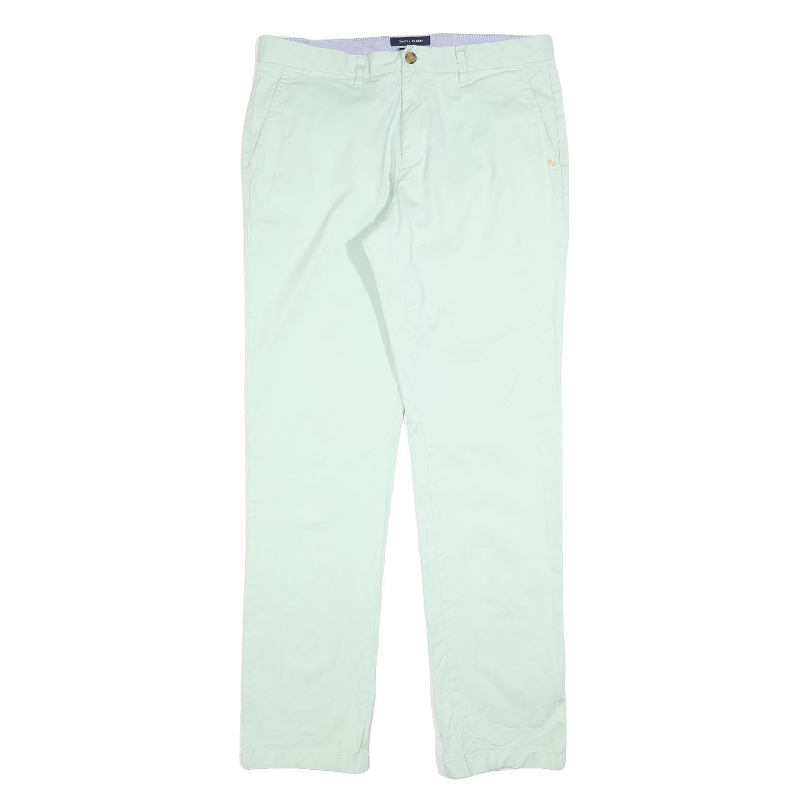 TOMMY HILFIGER Mens Cotton Blend White Regular Straight Trousers W34 L34 Smart Refurbished - N/A refurbished available on Cerqular