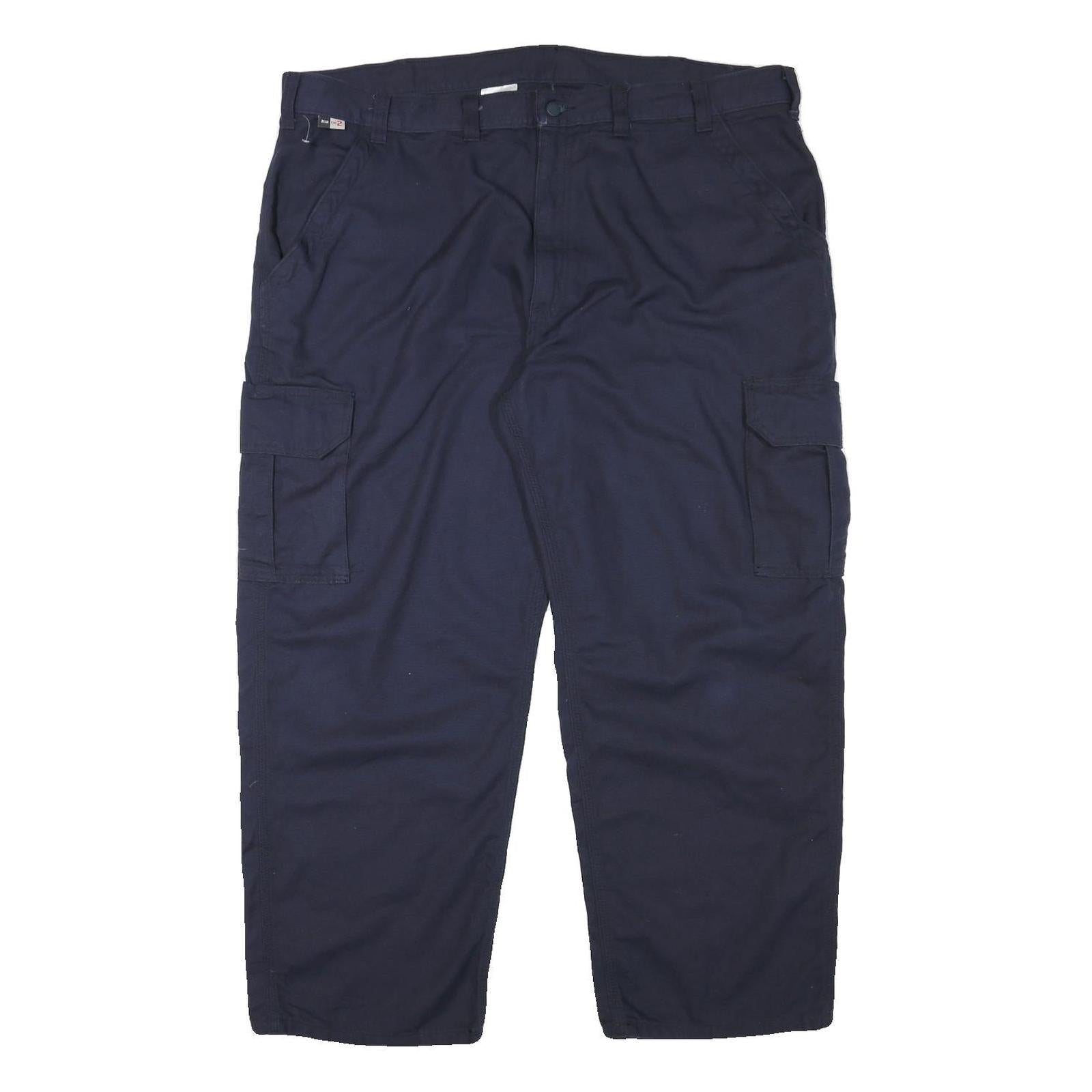 CARHARTT Mens Cotton Blend Navy Blue Regular Cargo Trousers W44 L29 Workwear Refurbished - N/A refurbished available on Cerqular