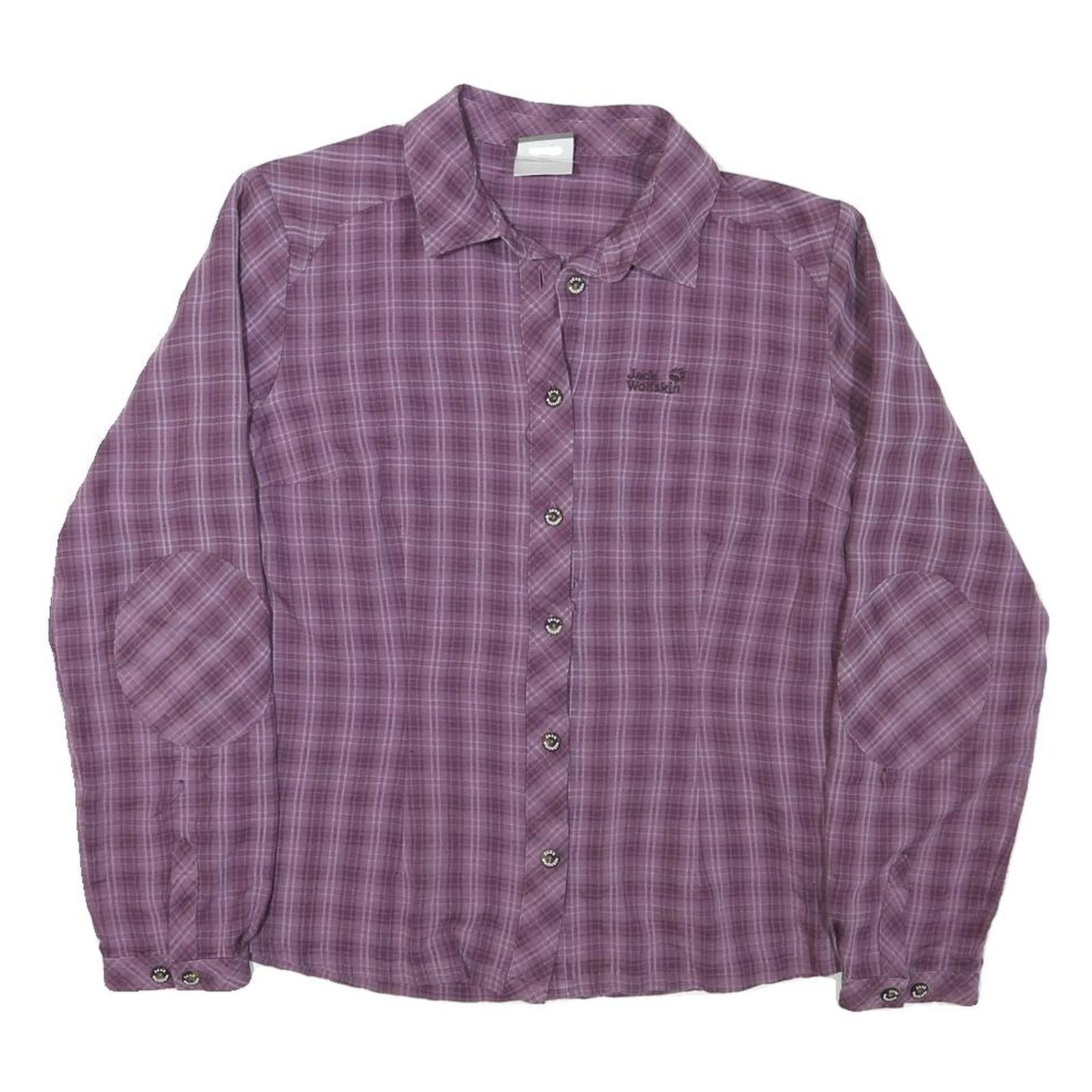 JACK WOLFSKIN Womens Purple Plaid Shirt M Polyester Blend Outdoor Casual Refurbished - N/A refurbished available on Cerqular