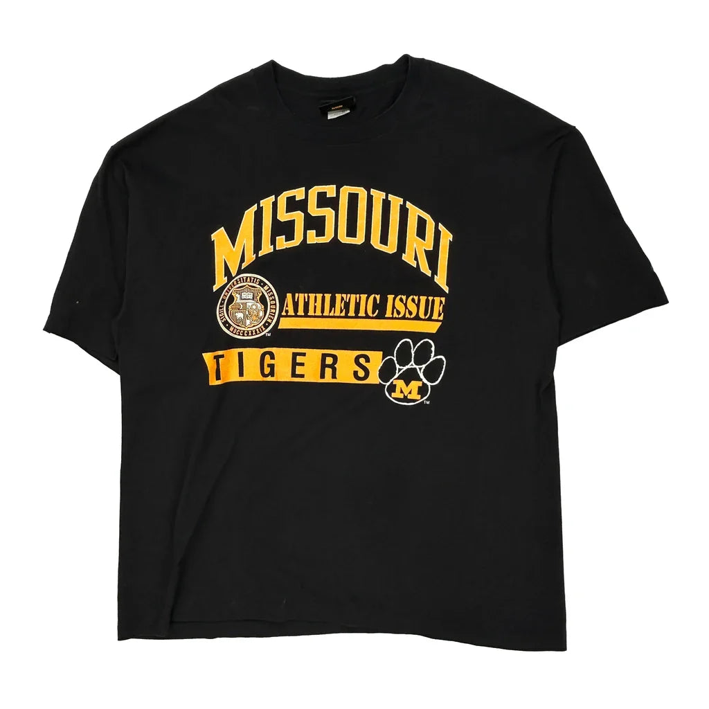 Missouri Tigers Logo Athletics College T-Shirt - XL Black Cotton Refurbished - Thrifted (note: this is a term often used to describe second- refurbished available on Cerqular