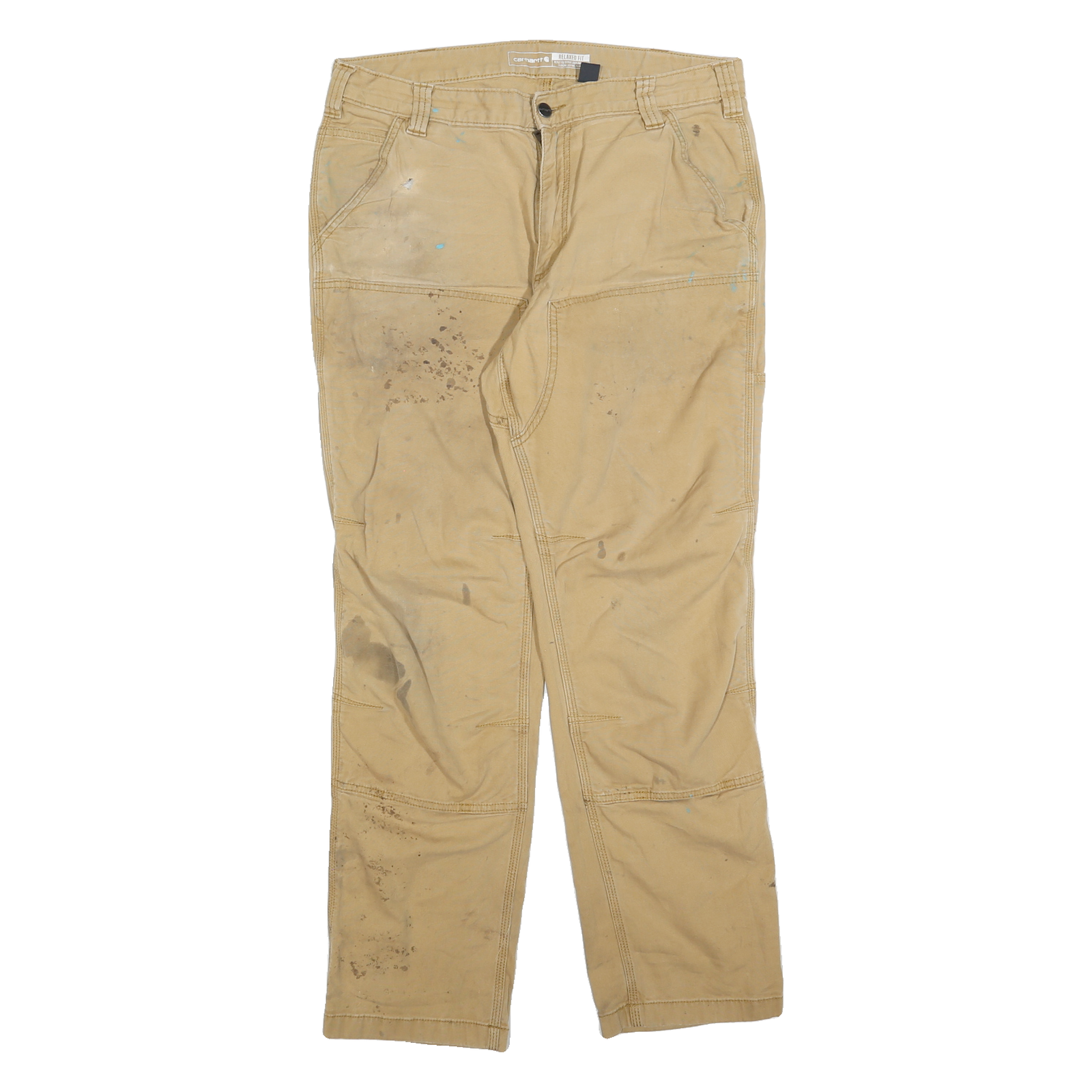 CARHARTT Mens Relaxed Beige Workwear Cotton Blend Trousers W34 L32 Durable Refurbished - N/A refurbished available on Cerqular