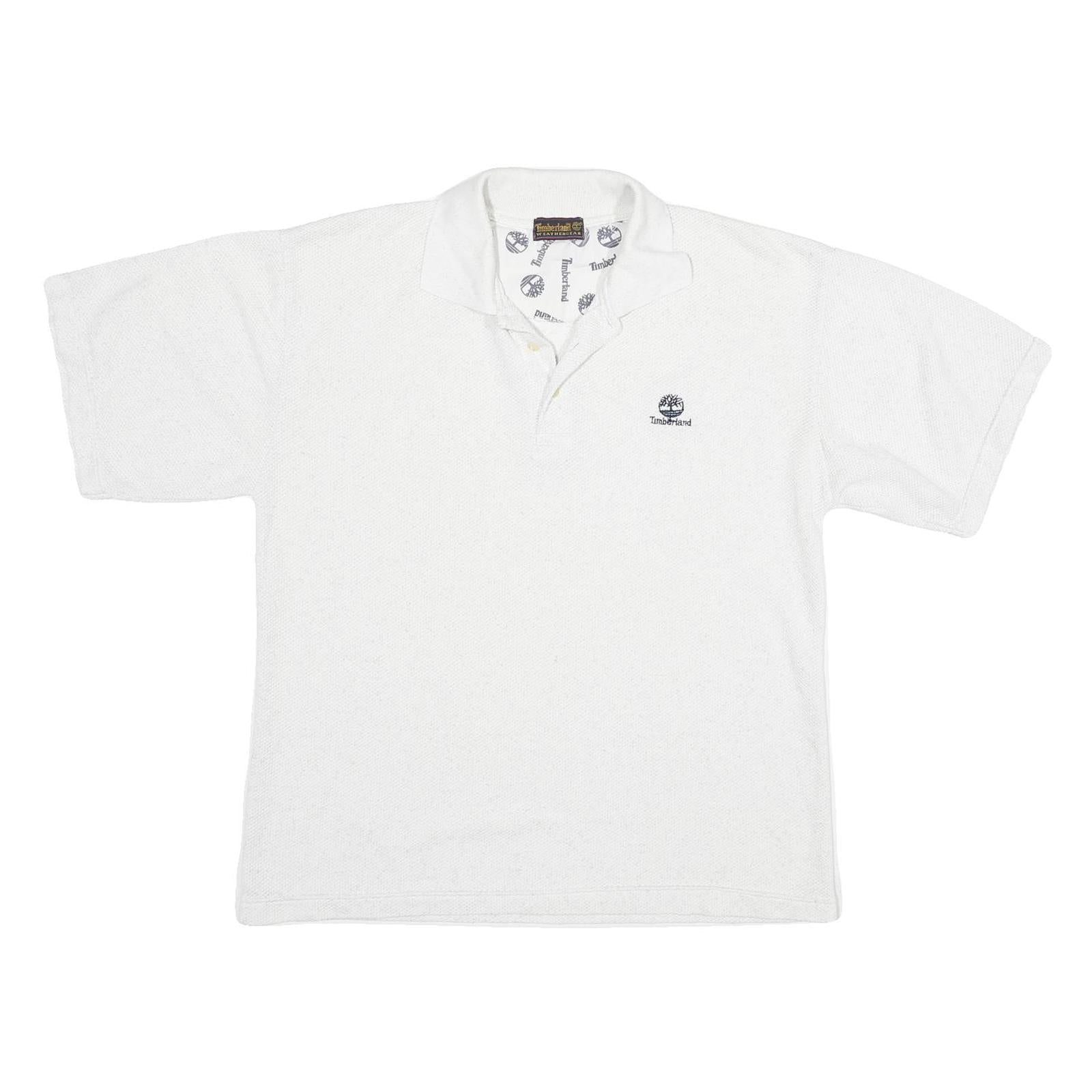 TIMBERLAND Mens White Cotton Blend Polo Shirt L Classic Logo Embroidered Refurbished - N/A refurbished available on Cerqular
