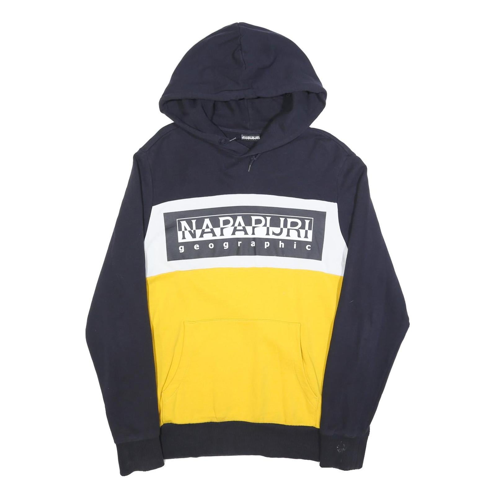 NAPAPIJRI Mens Blue & Yellow Cotton Blend Patterned Pullover Crew Neck Jumper L Refurbished - N/A refurbished available on Cerqular