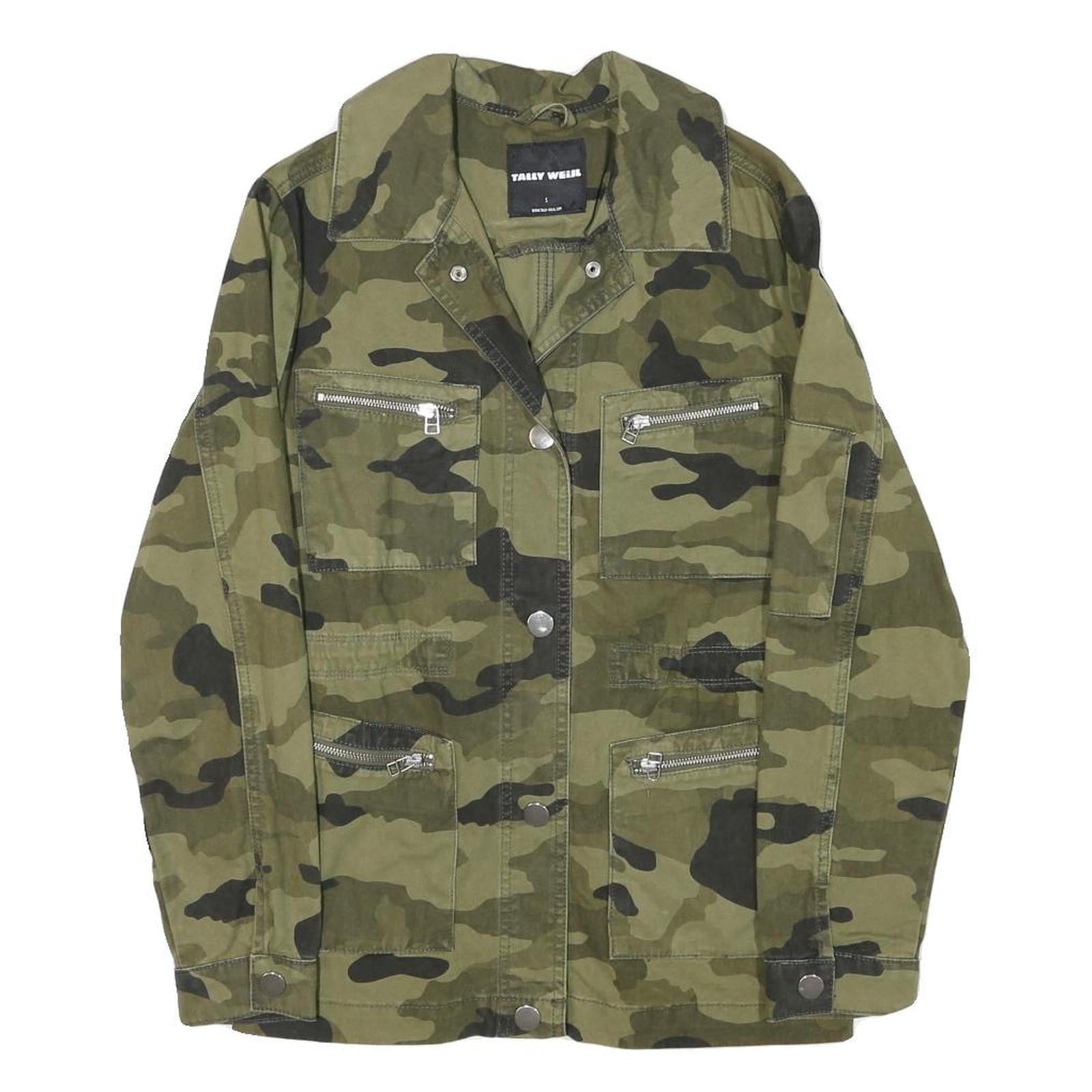 TALLY WEIJL Womens Green Camouflage Cotton Blend Jacket S Button Closure Casual Refurbished - N/A refurbished available on Cerqular