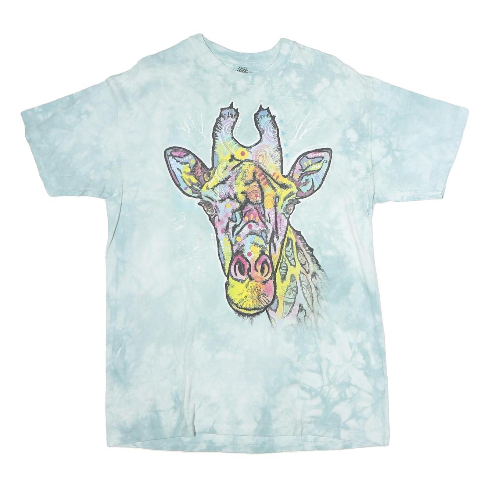 THE MOUNTAIN Womens Blue Tie Dye Giraffe T-Shirt L Short Sleeve Crew Neck Animal Refurbished - N/A refurbished available on Cerqular